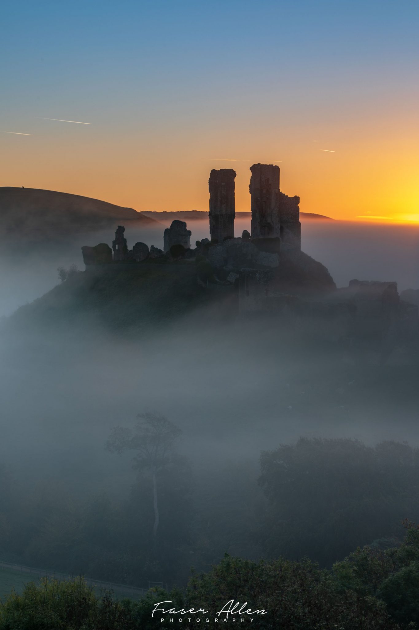 Corfe Castle Fog Day Wallpapers