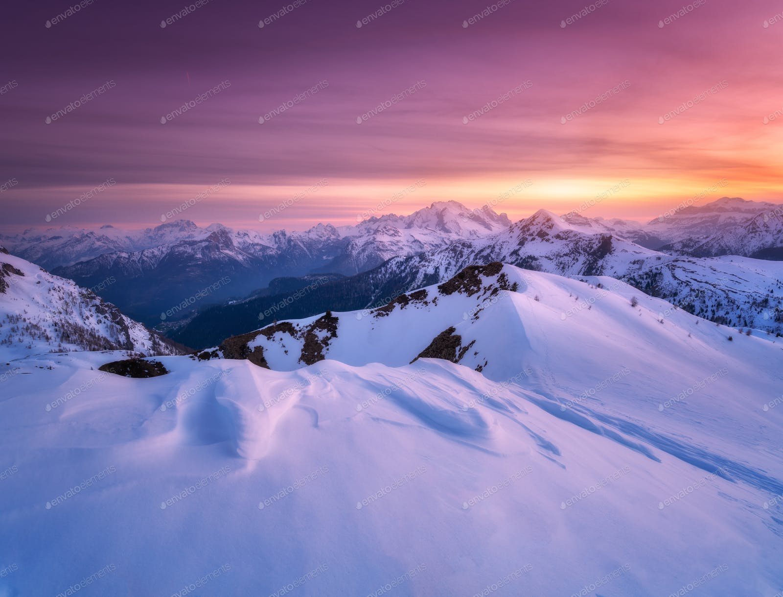 Dark Blue Sky Above Snow Covered Mountain Wallpapers