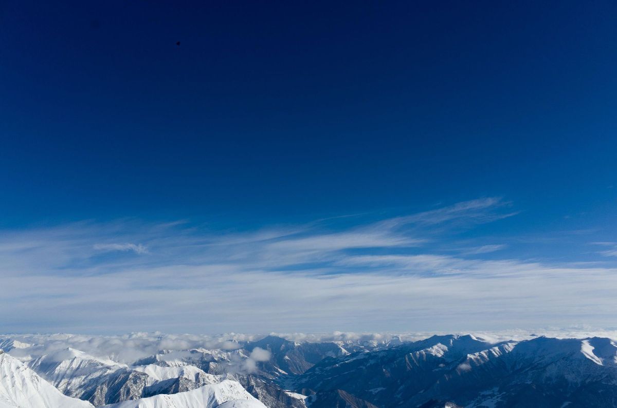 Dark Blue Sky Above Snow Covered Mountain Wallpapers