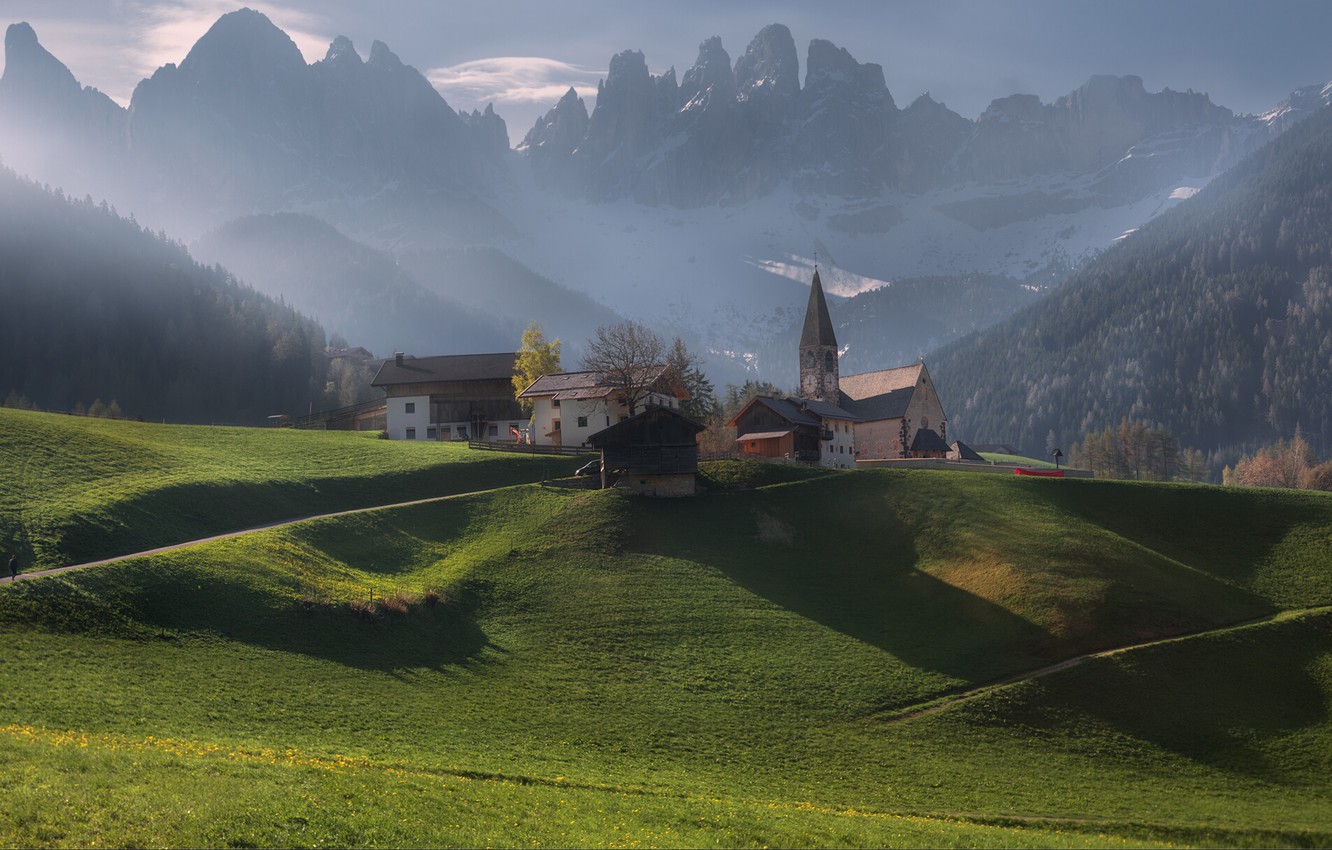 Dolomites Italy Fogy Mountains Wallpapers