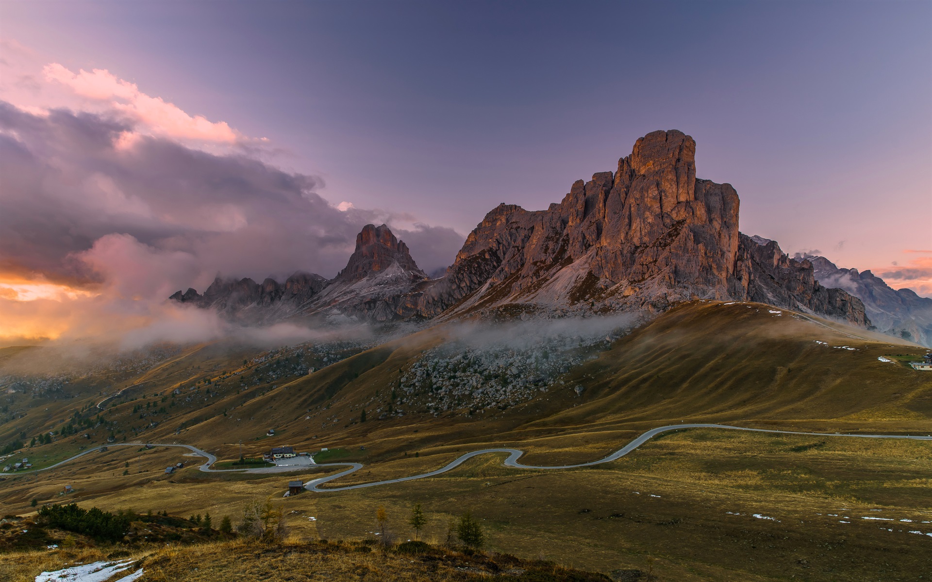 Dolomites Italy Fogy Mountains Wallpapers