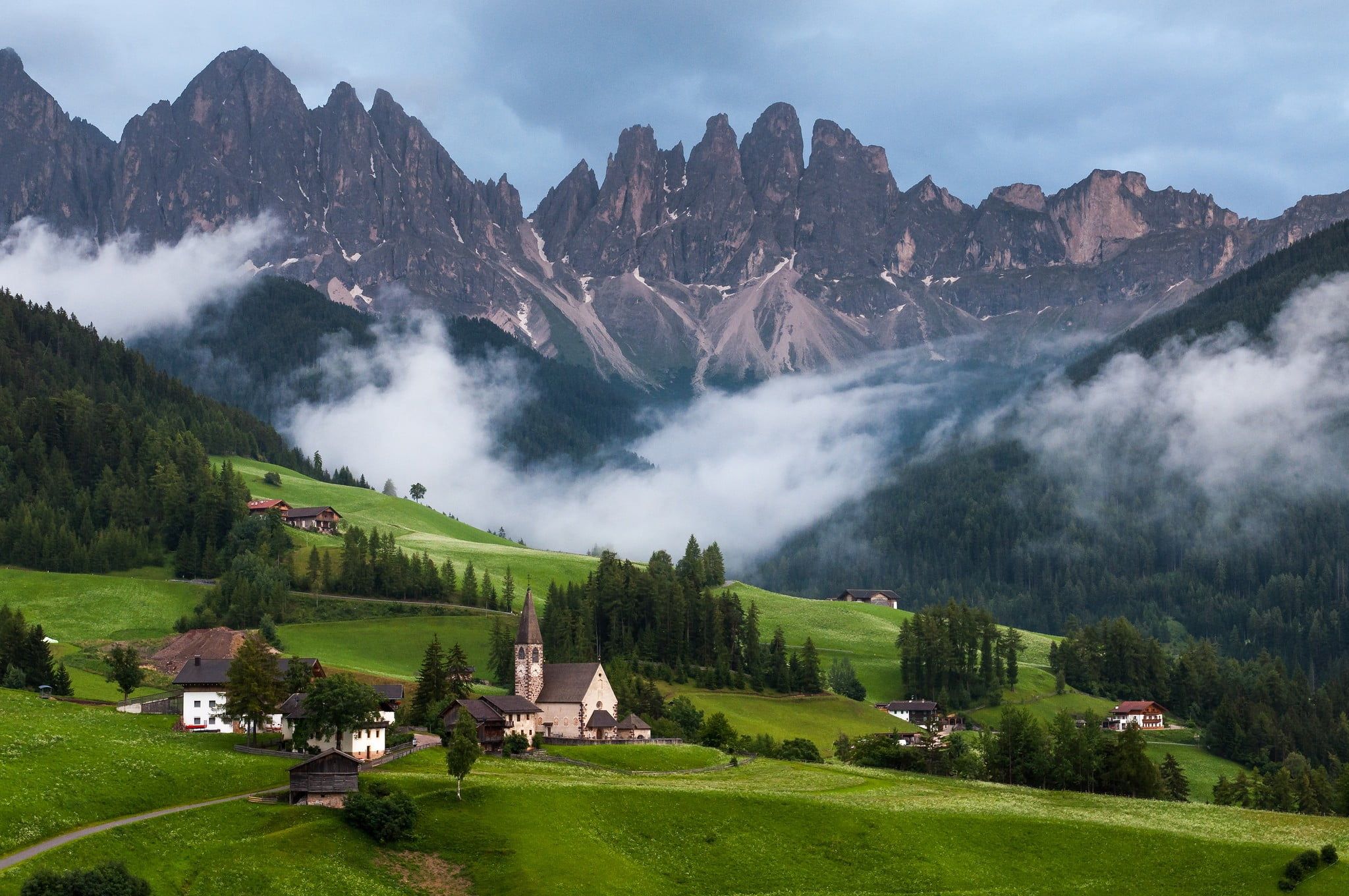 Dolomites Italy Fogy Mountains Wallpapers