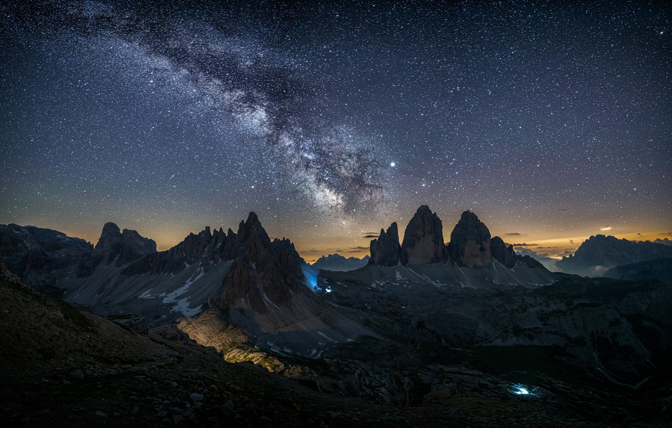 Dolomites Mountains Milky Way Wallpapers