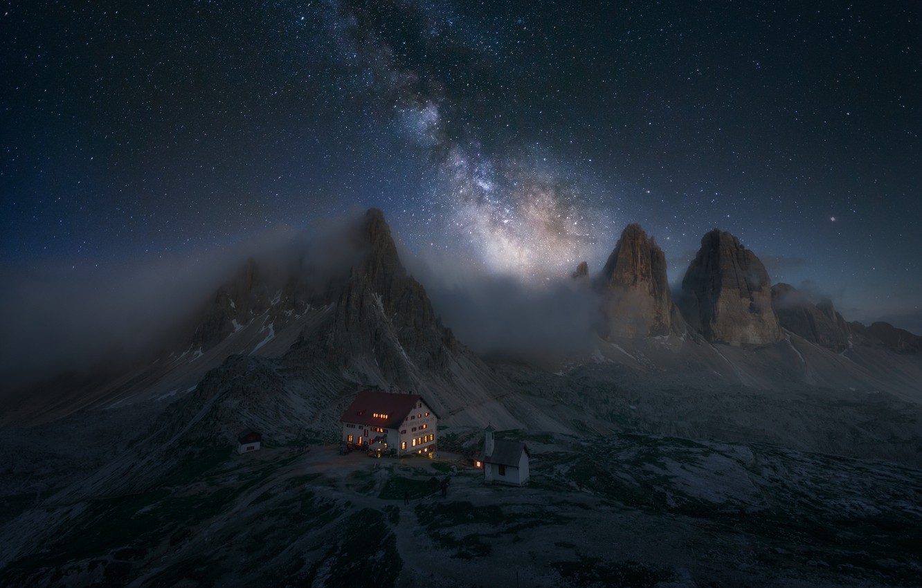 Dolomites Mountains Milky Way Wallpapers