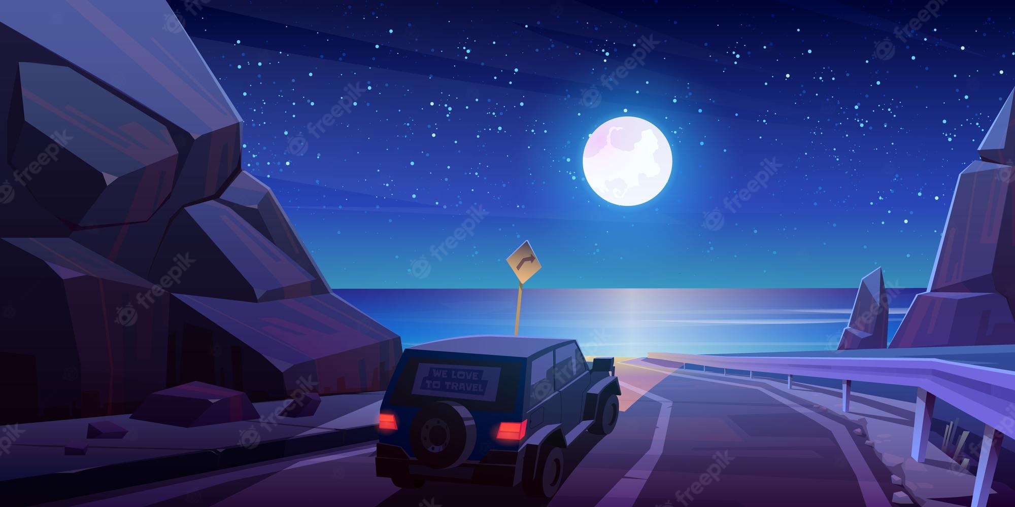 Empty Road Moon Light And Sunset Wallpapers