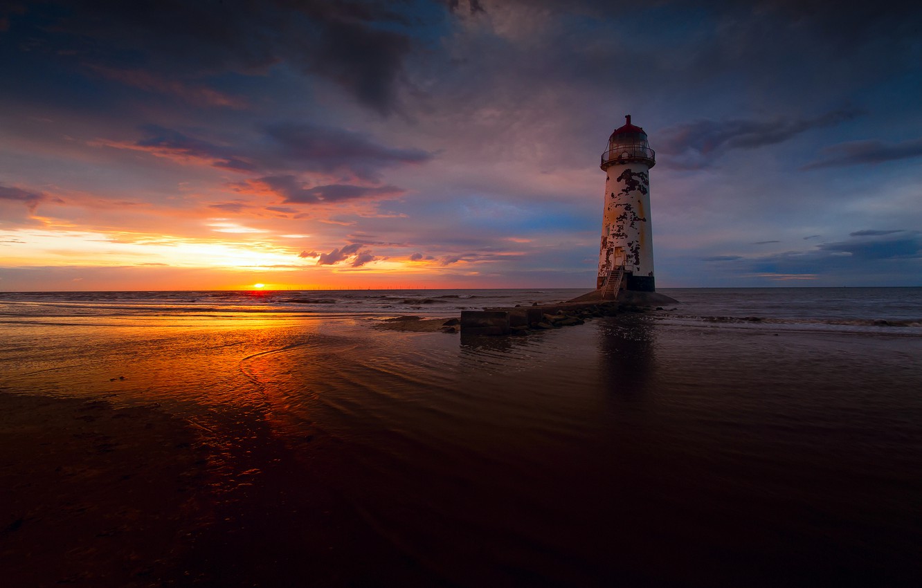 Evening In Lighthouse Sea Wallpapers