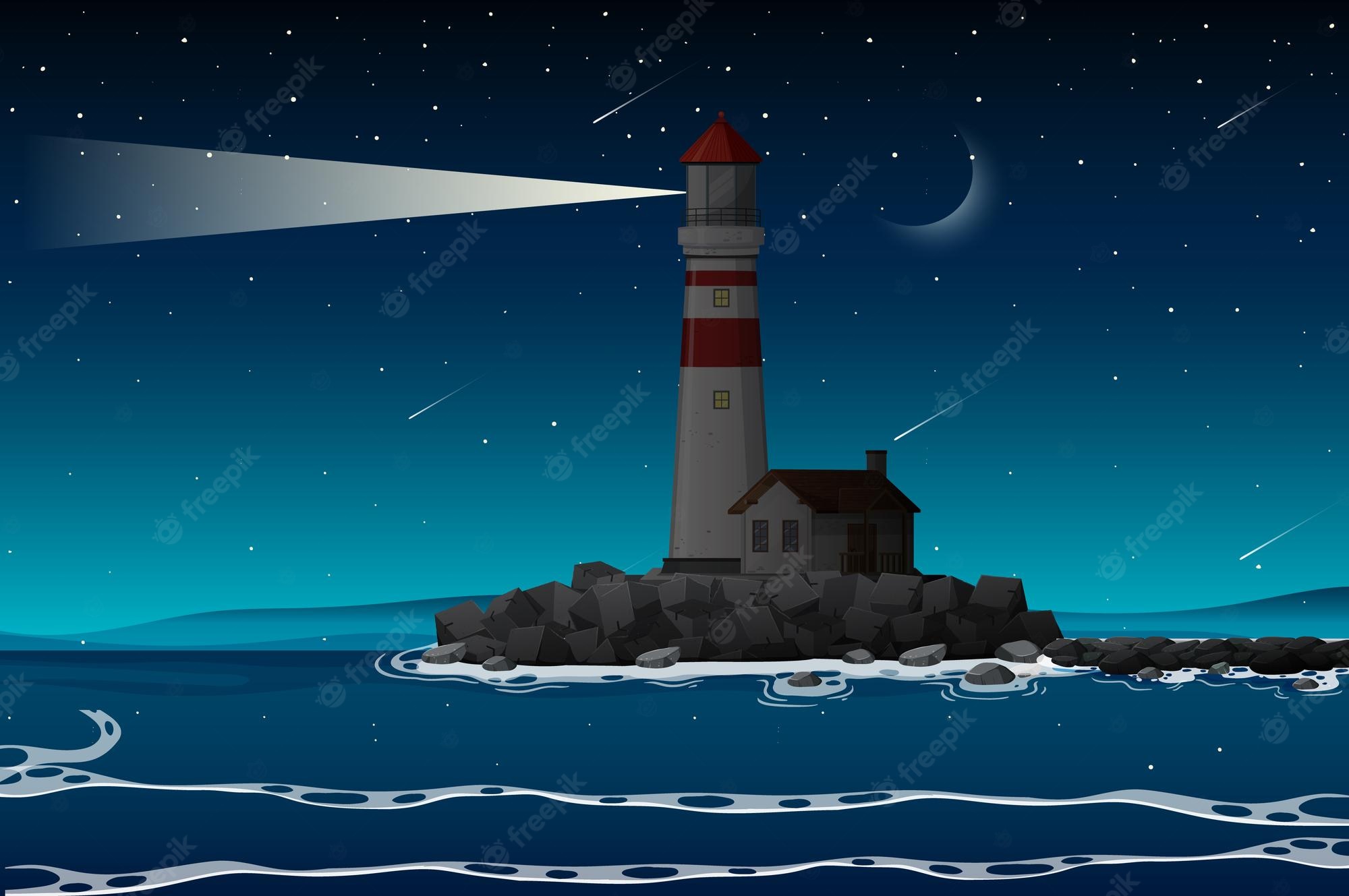 Evening In Lighthouse Sea Wallpapers