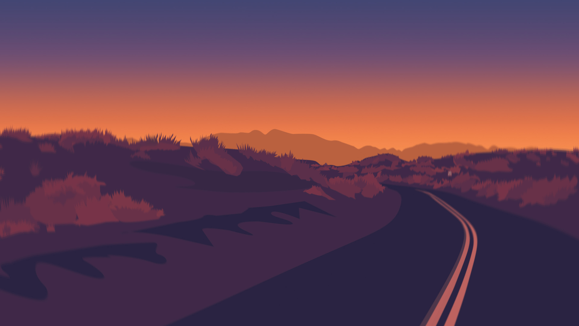 Fire Sunset At Road 4K Wallpapers