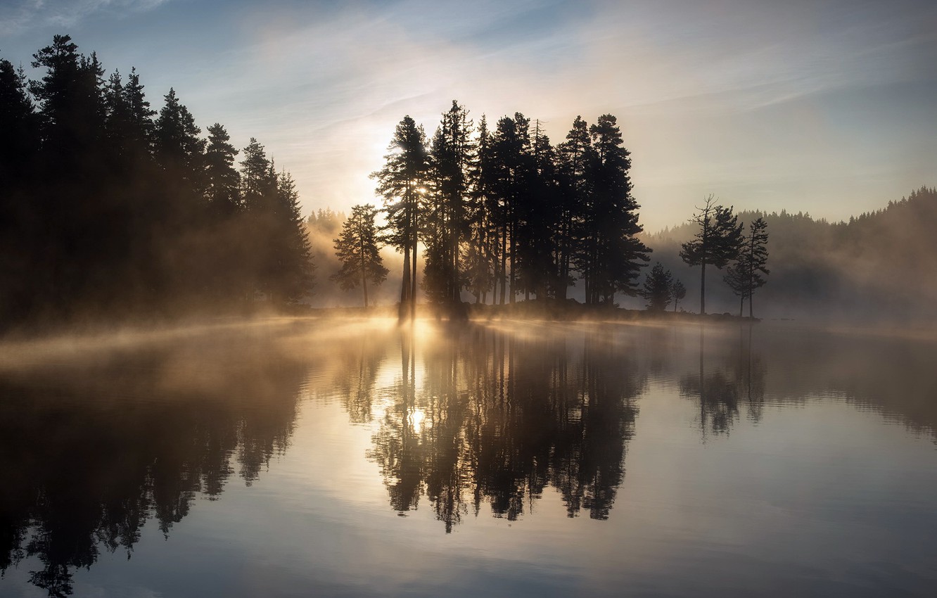 Fog Over Lake Wallpapers