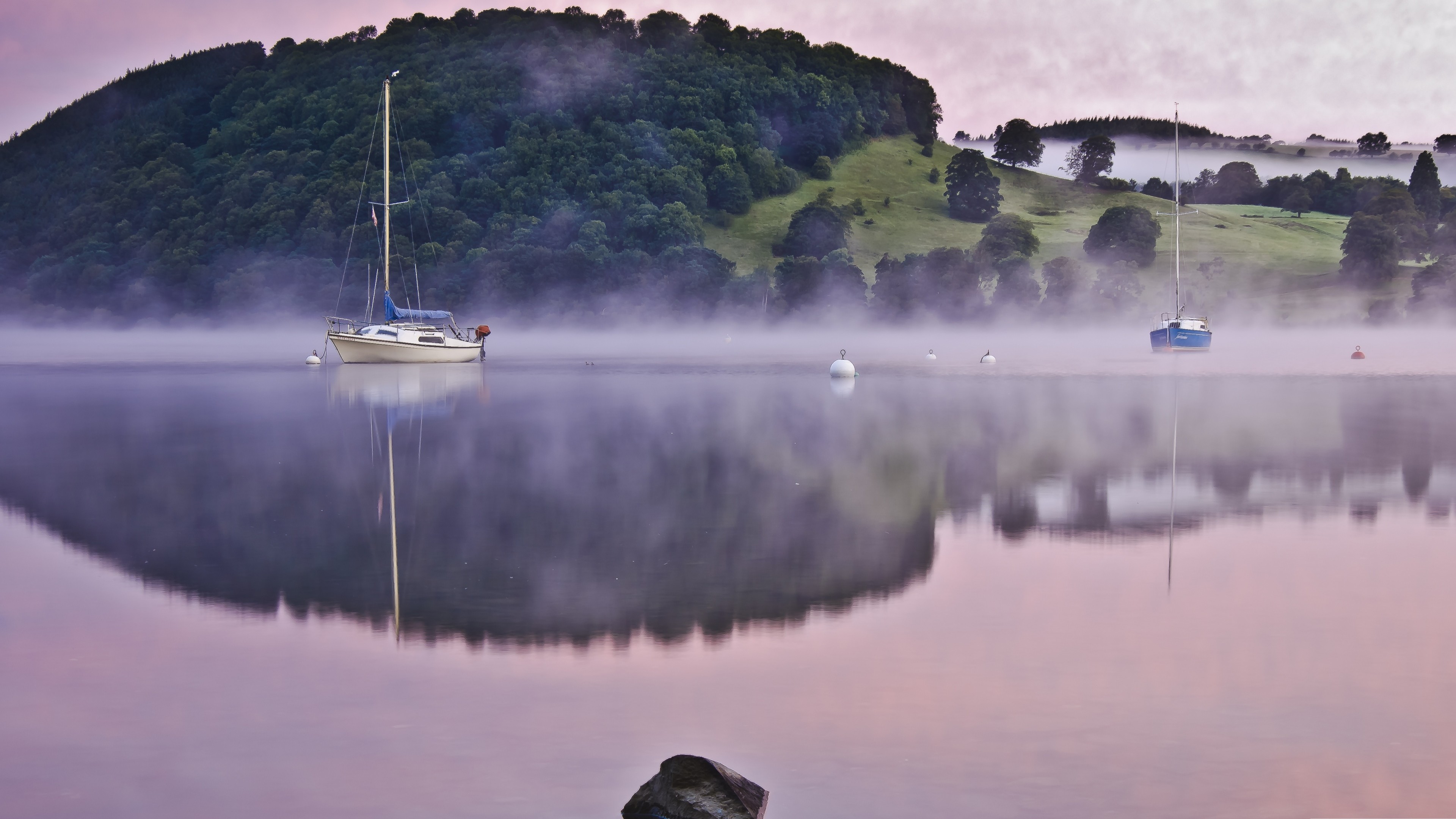 Foggy Lake 8K Wallpapers