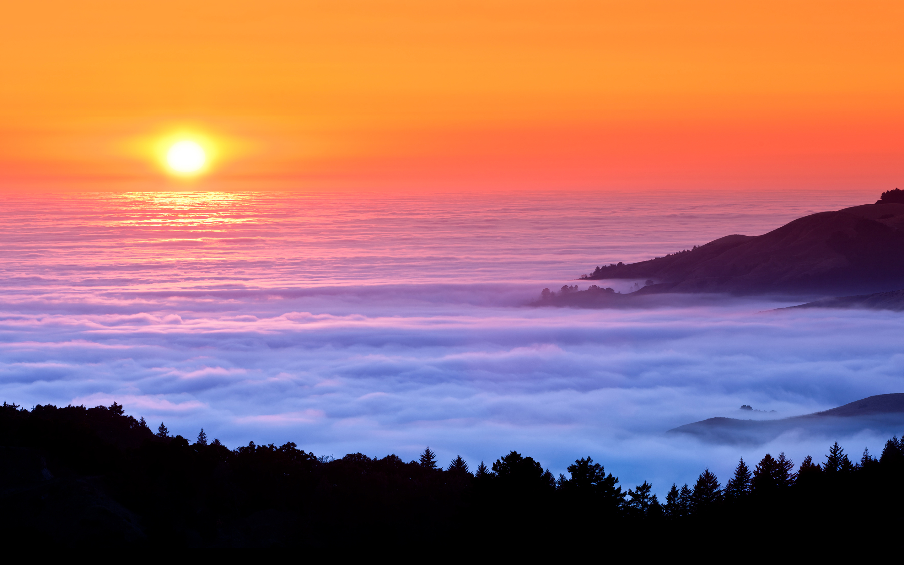 Fogy Mountain Sunset 4K Wallpapers