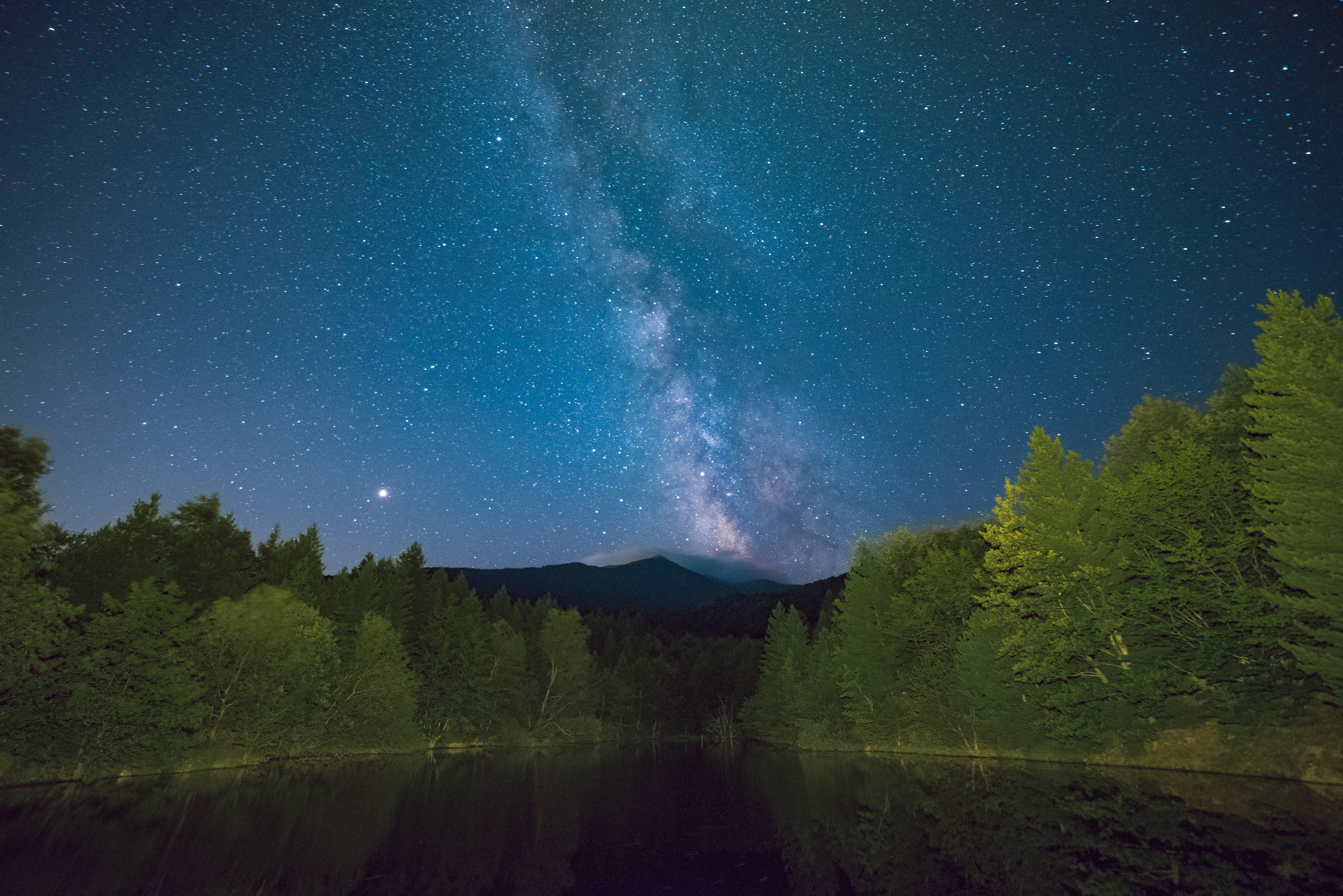 Forest Milky Way Night Reflection Over River Wallpapers