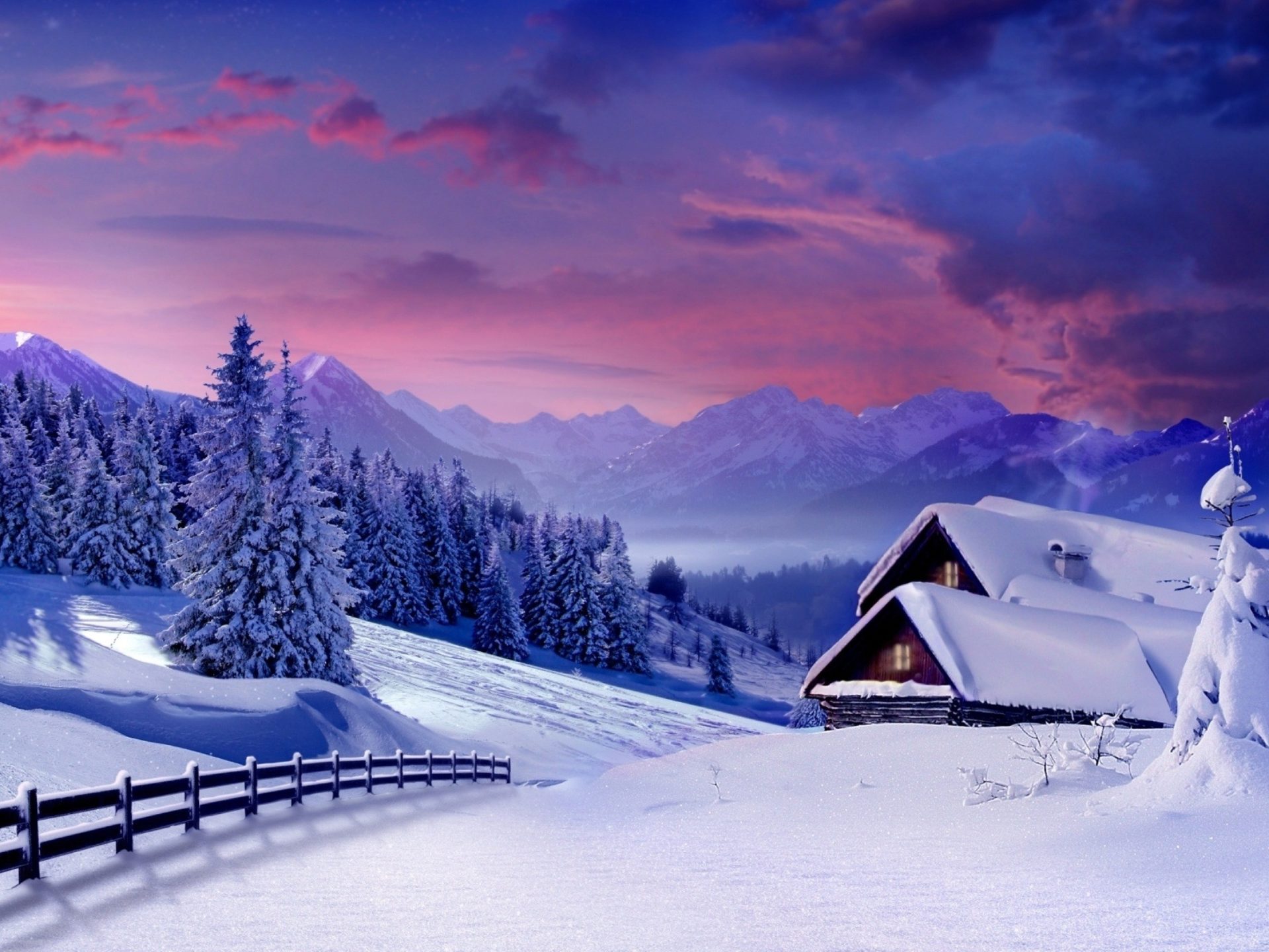 Forest Snowy Winter Mountains Wallpapers