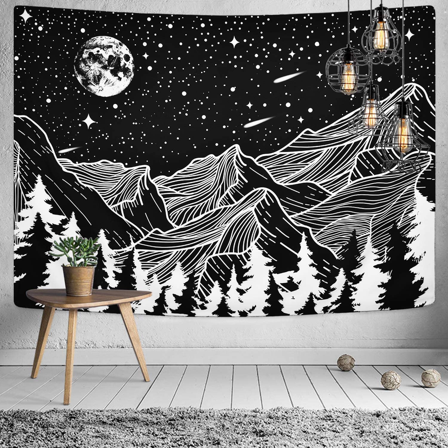 Forest Starry Night Monochrome Wallpapers