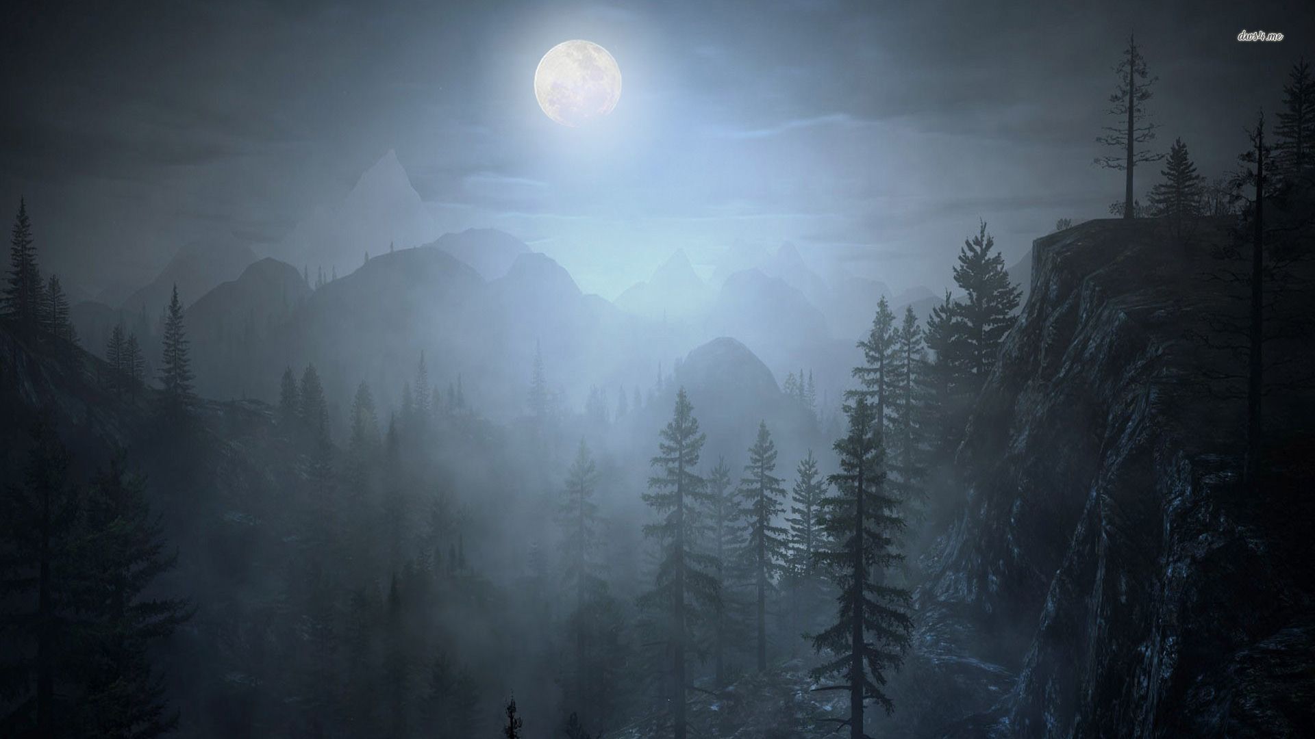 Full Moon On Foggy Night Wallpapers