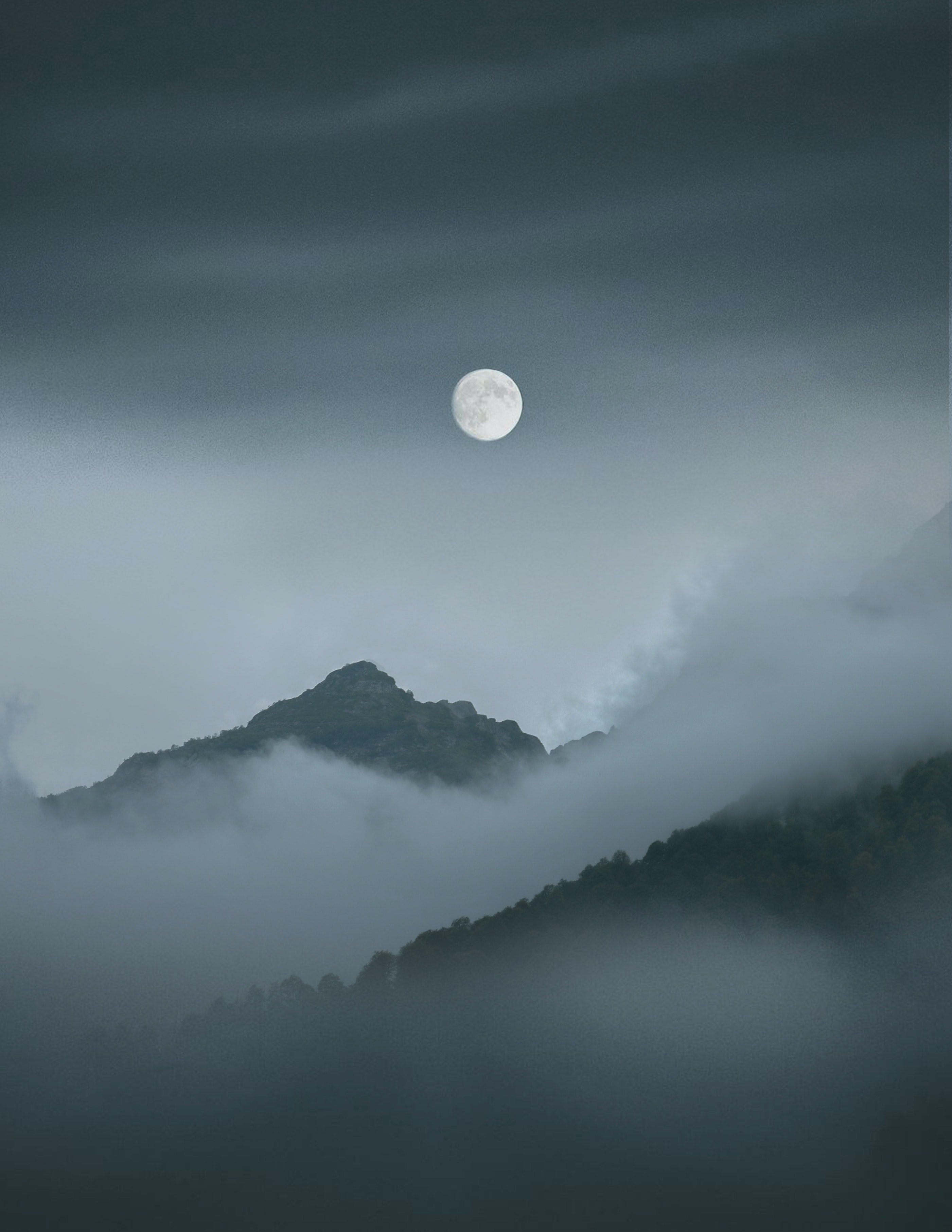 Full Moon On Foggy Night Wallpapers