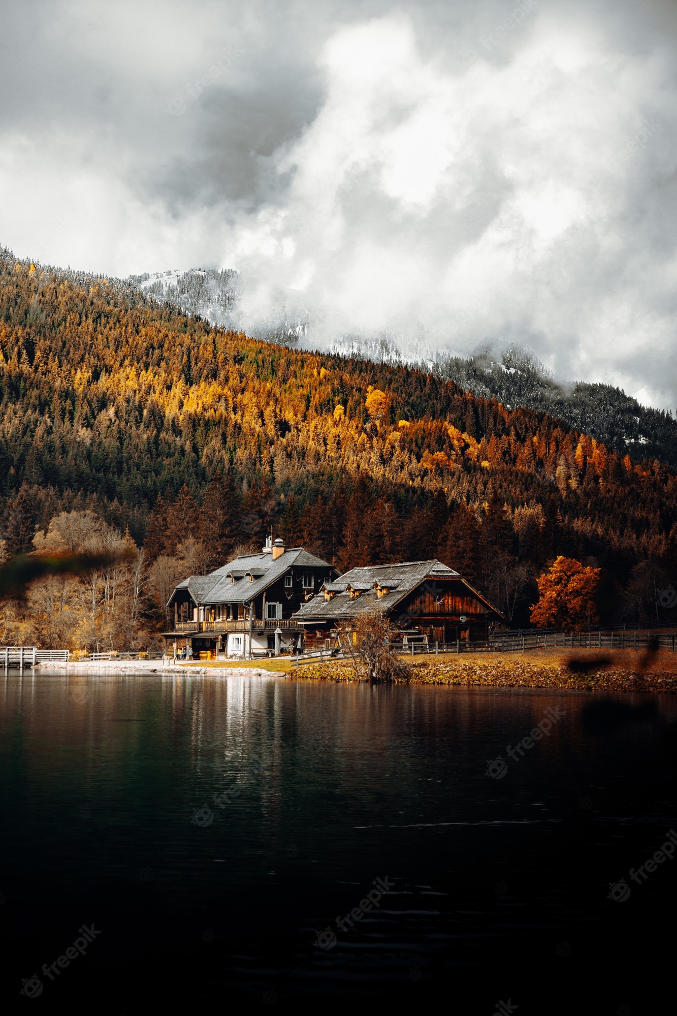 Full Moon Over Lakeside Cabin Wallpapers