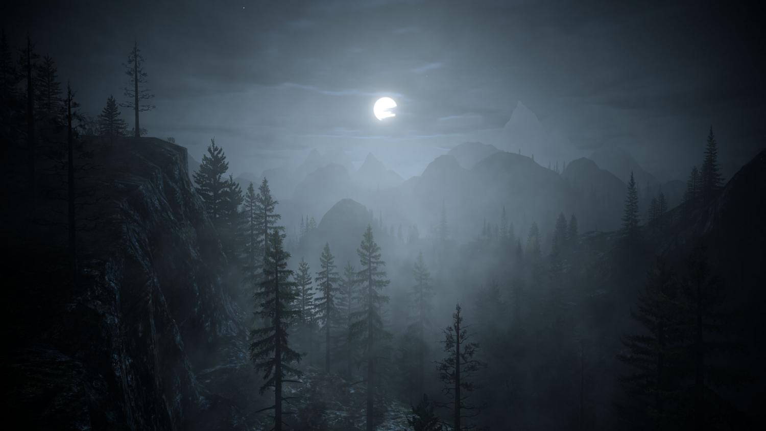 Full Moon Over Winter Forest Wallpapers