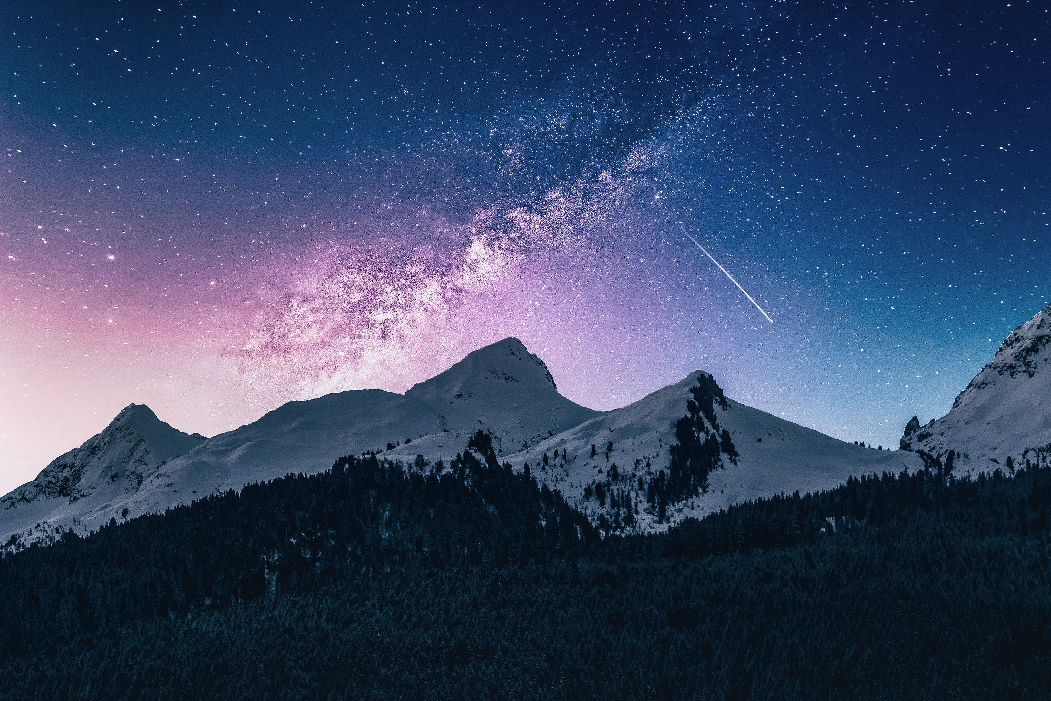 Galaxy Stars Over Mountain Wallpapers