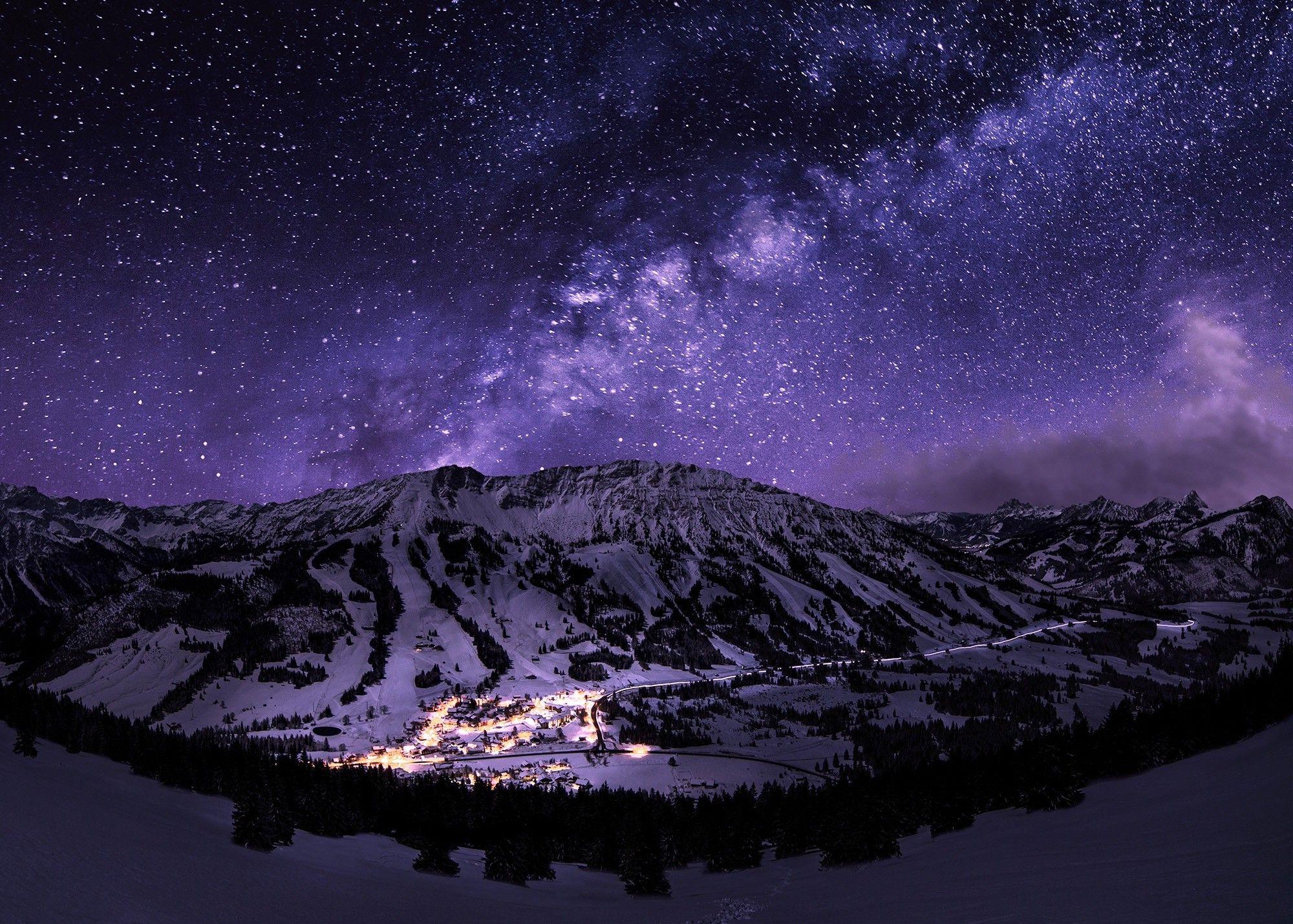 Galaxy Stars Over Mountain Wallpapers