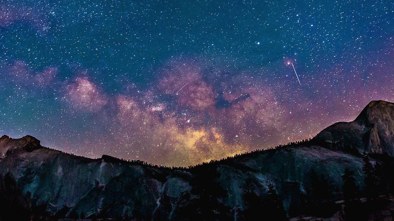 Galaxy Stars Over Mountain Wallpapers