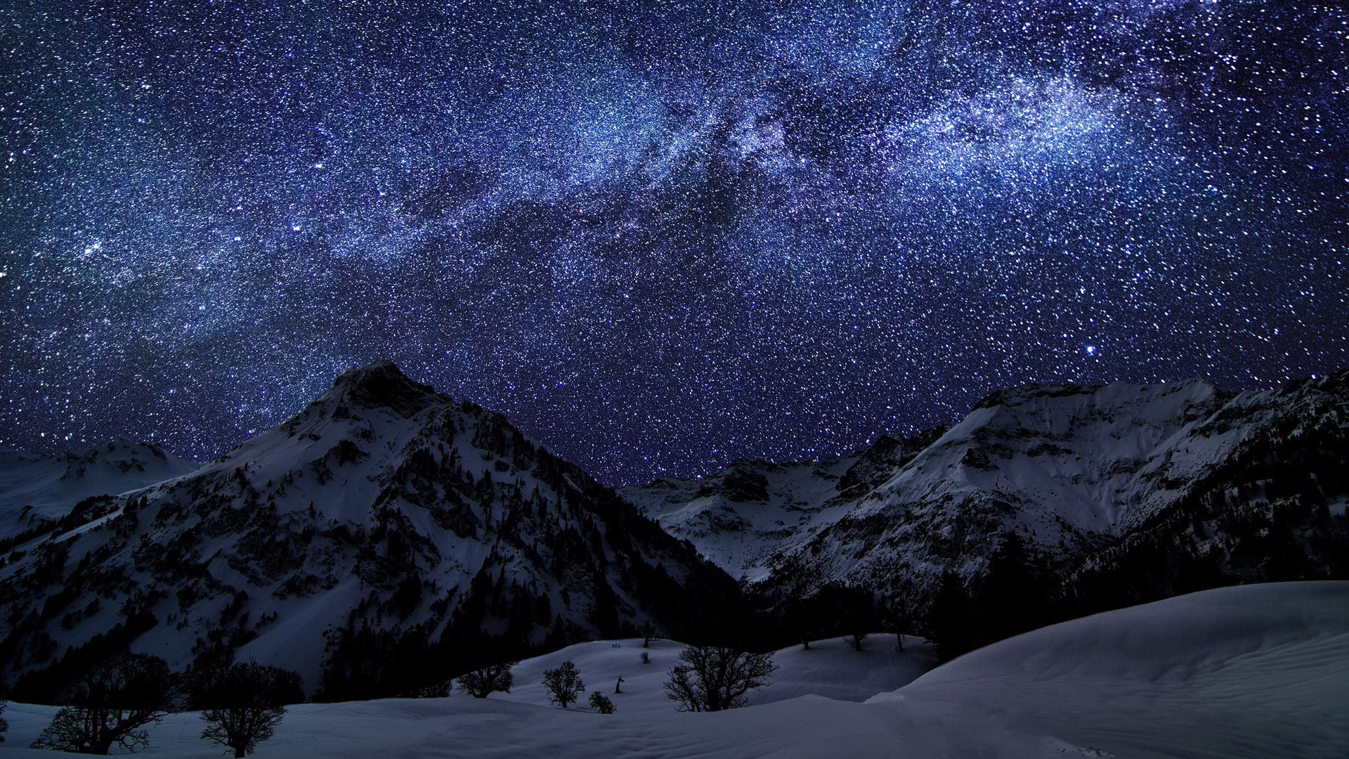 Galaxy Stars Over Mountain Wallpapers