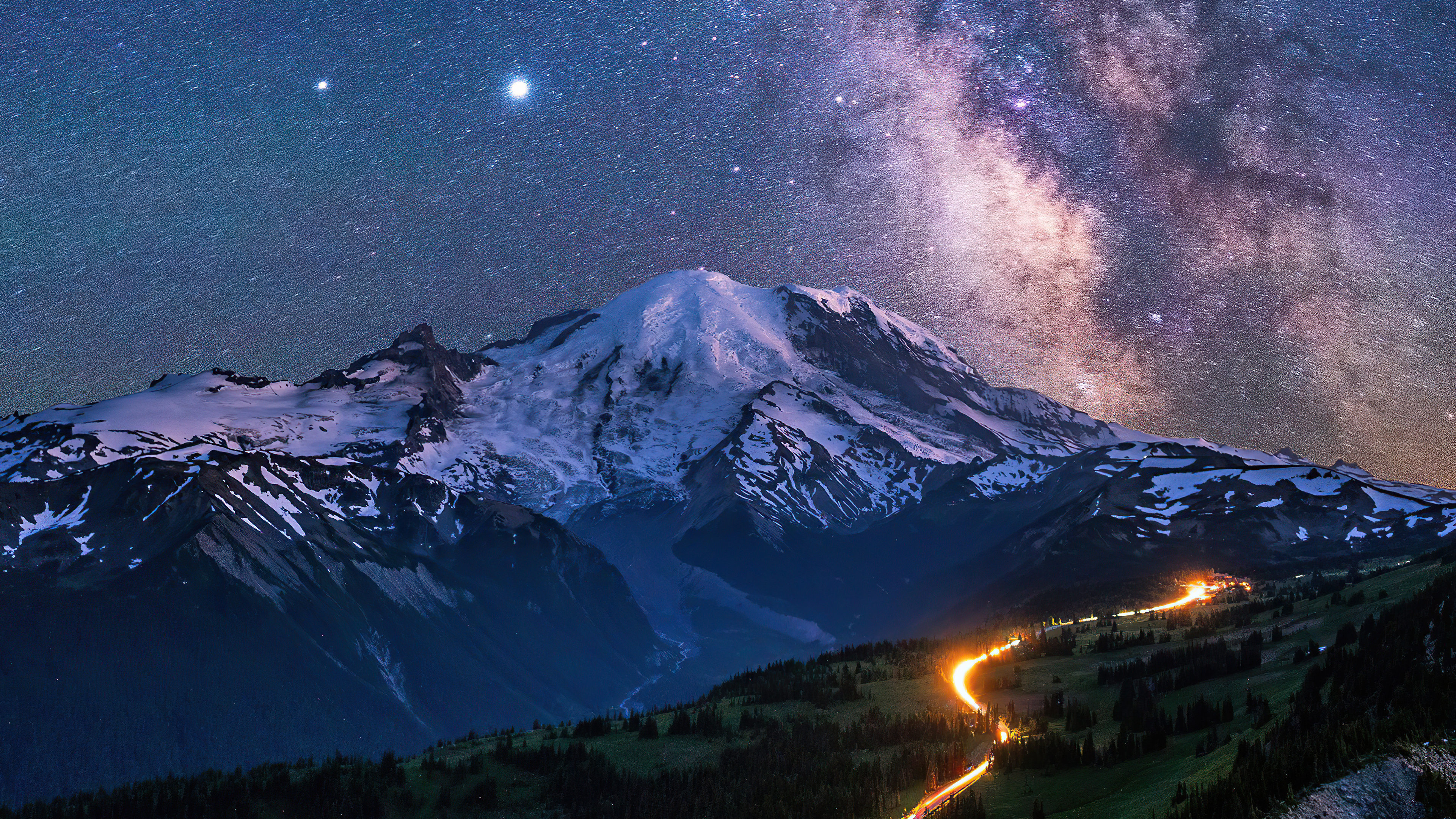 Galaxy Stars Over Mountain Wallpapers