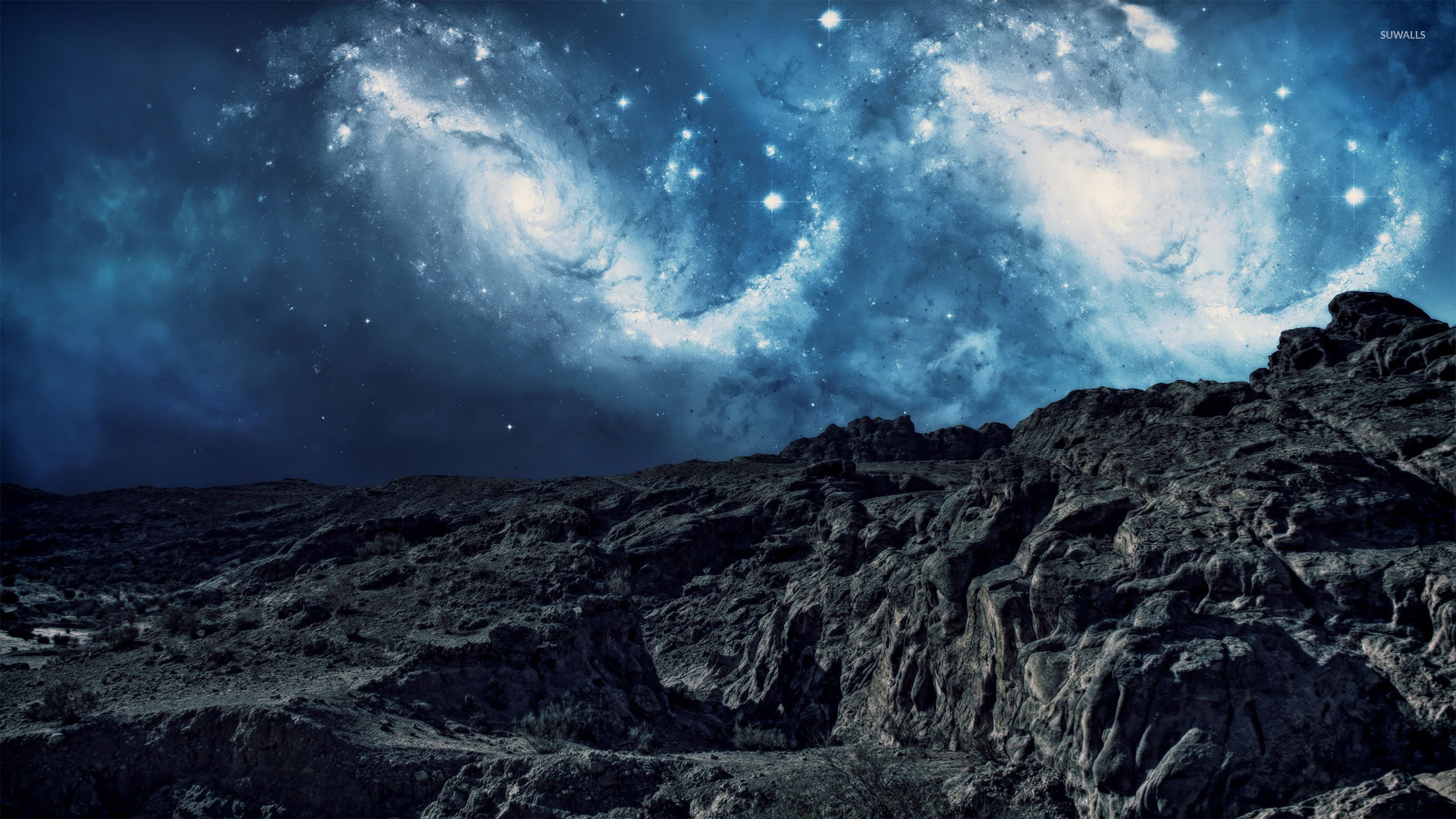 Galaxy Stars Over Mountain Wallpapers