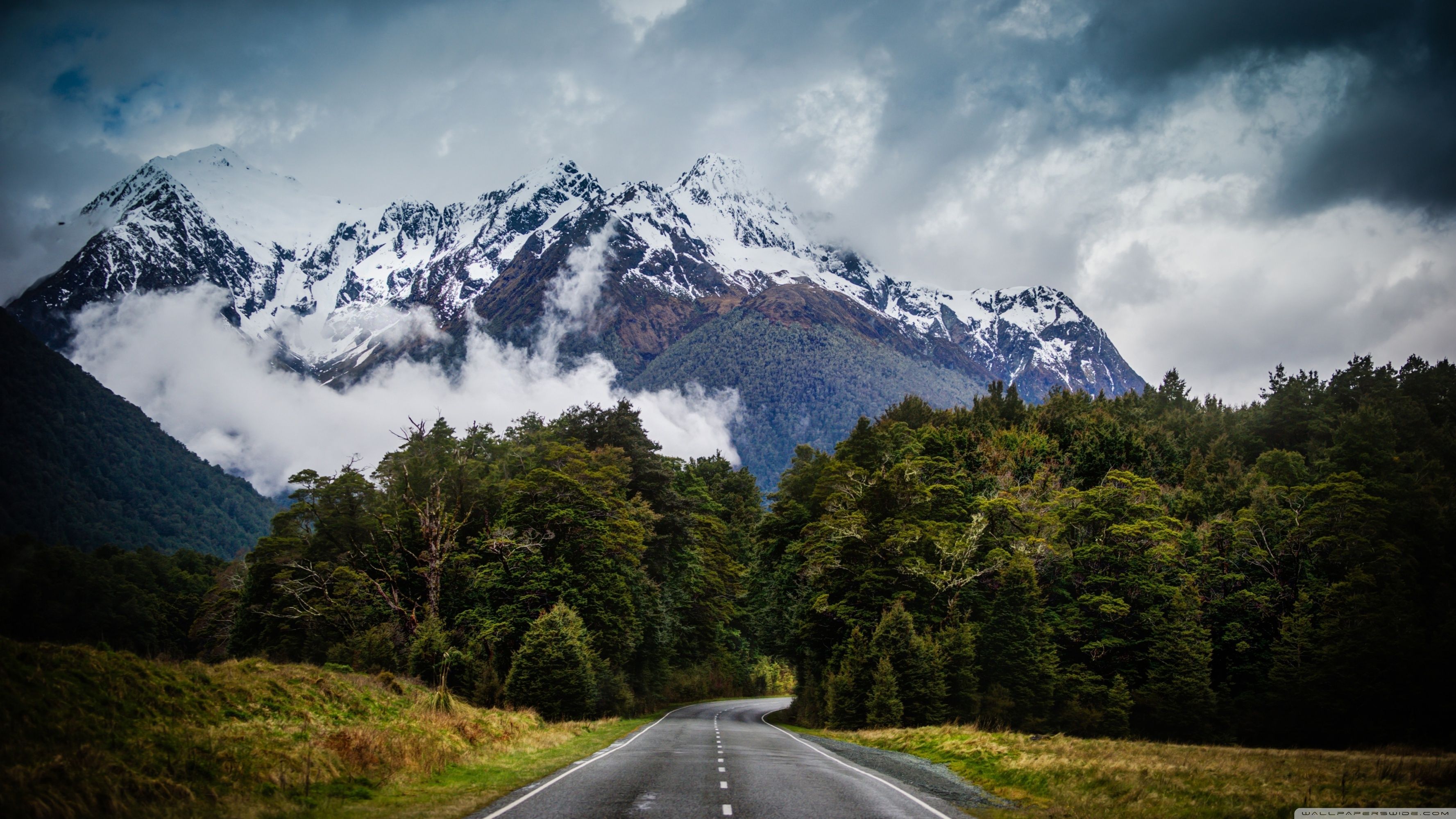 Grass Covered Mountain Road Wallpapers