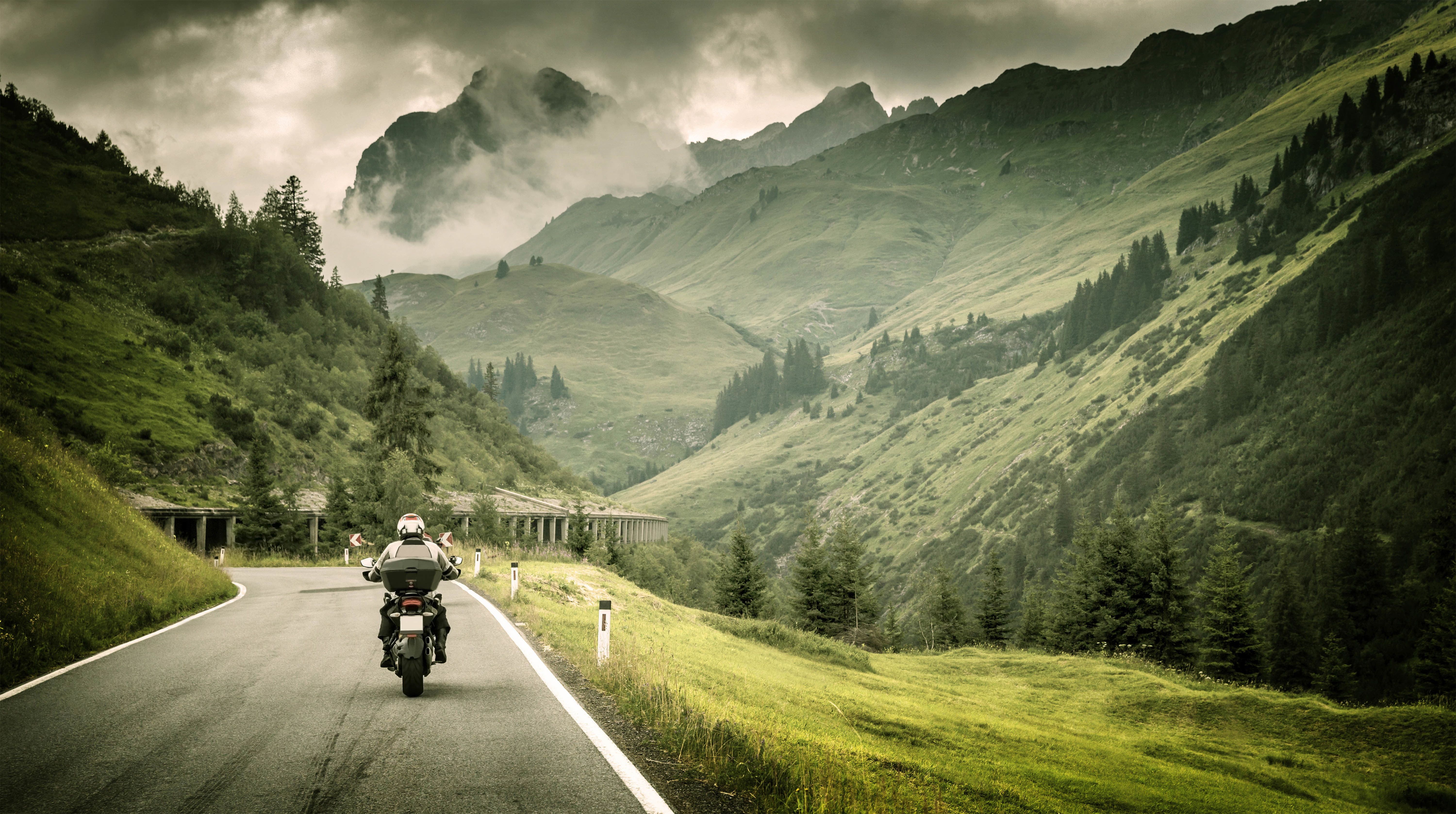 Grass Covered Mountain Road Wallpapers