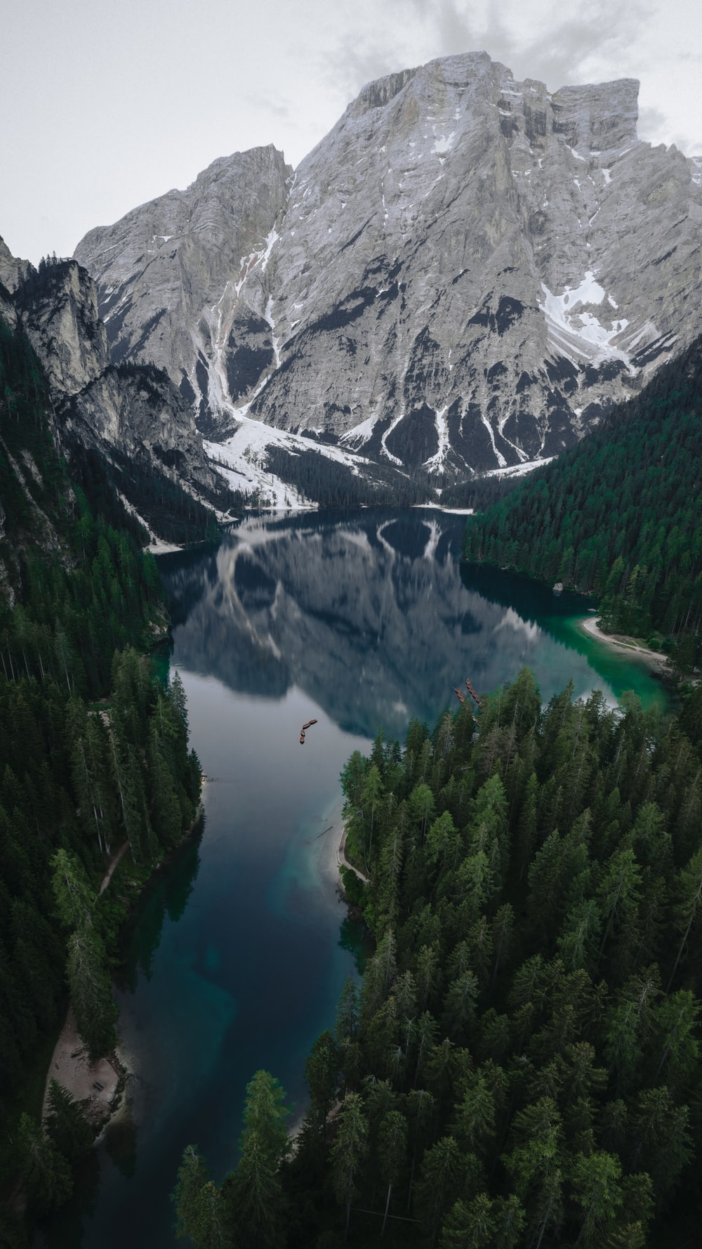 Green Trees Covered Mountains Surrounded By Occean Wallpapers