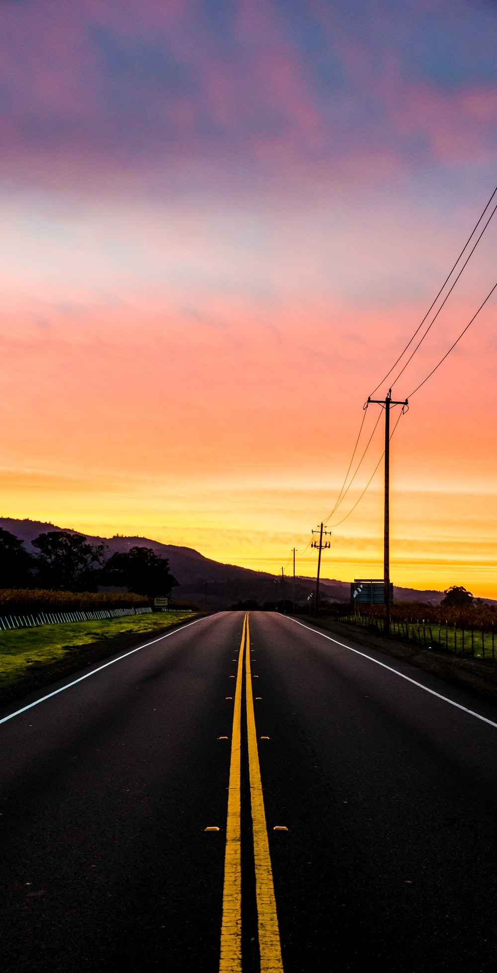 Hd Road View With Sunset Wallpapers