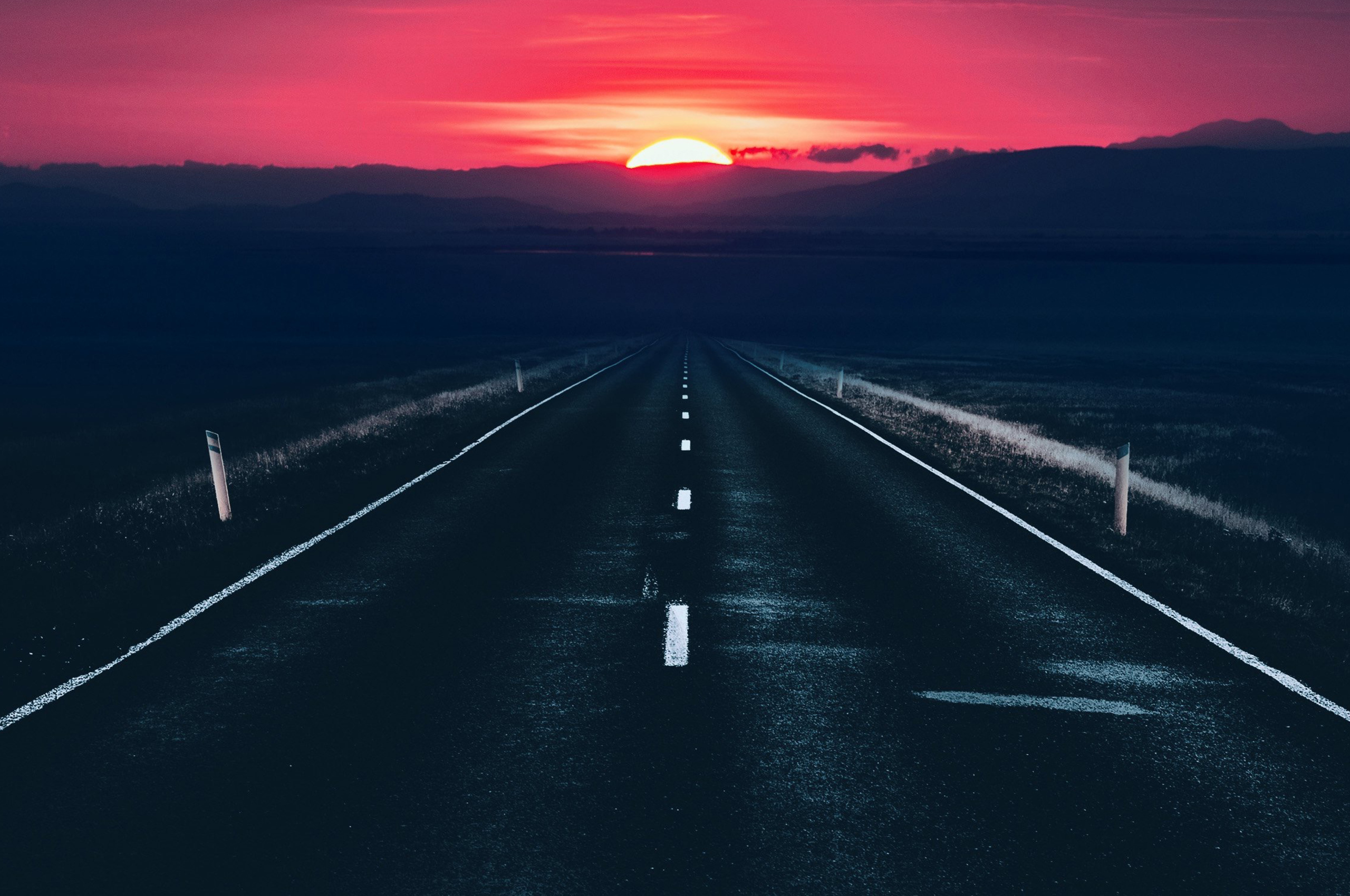 Hd Road View With Sunset Wallpapers