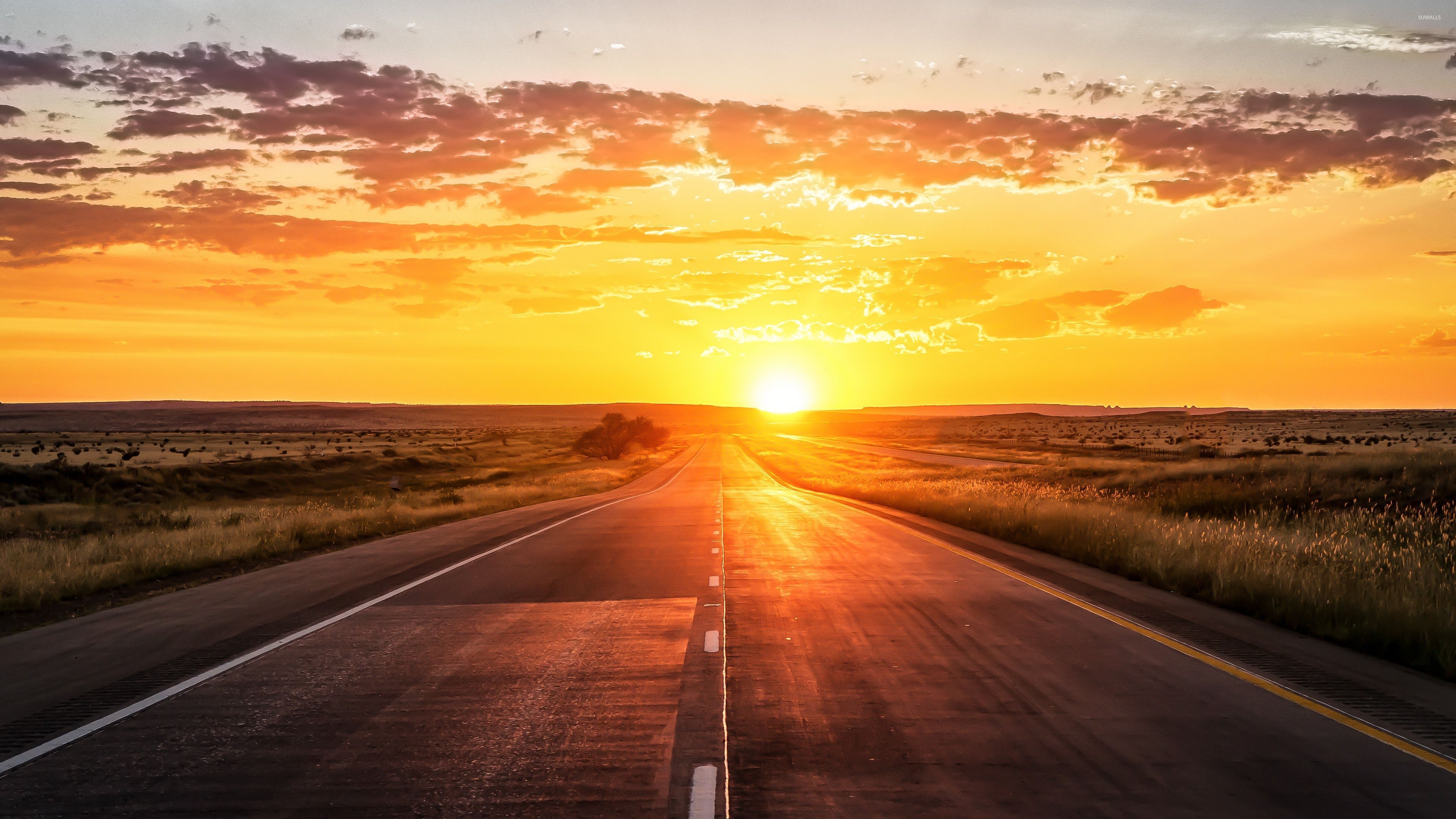 Hd Road View With Sunset Wallpapers