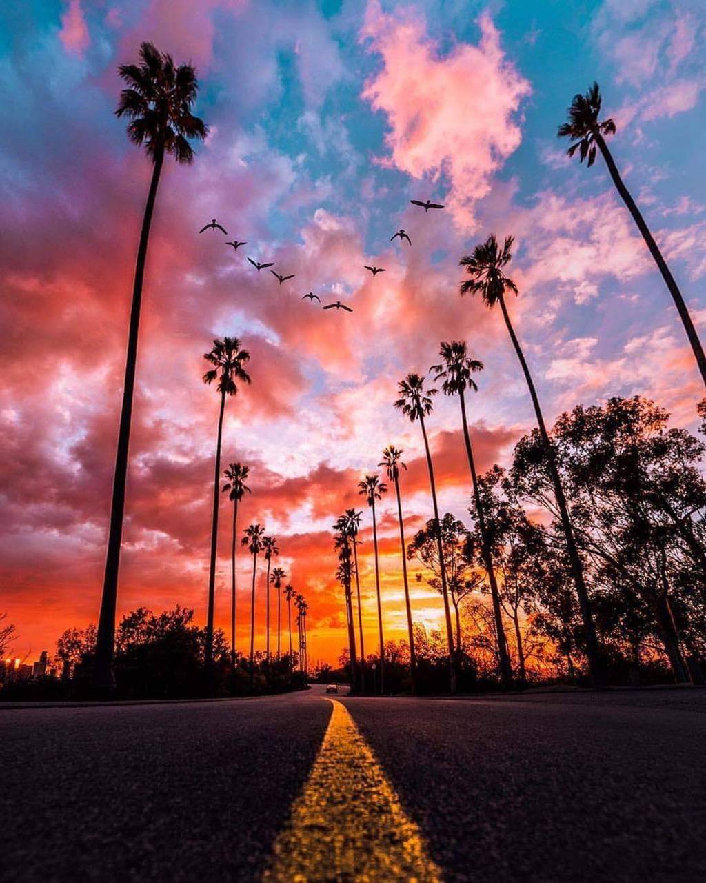 Hd Road View With Sunset Wallpapers