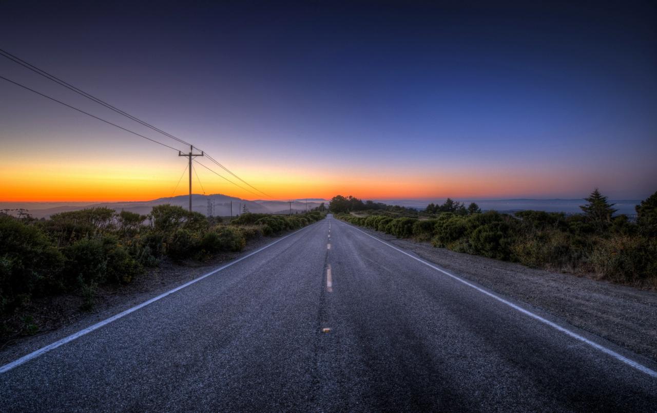 Hd Road View With Sunset Wallpapers