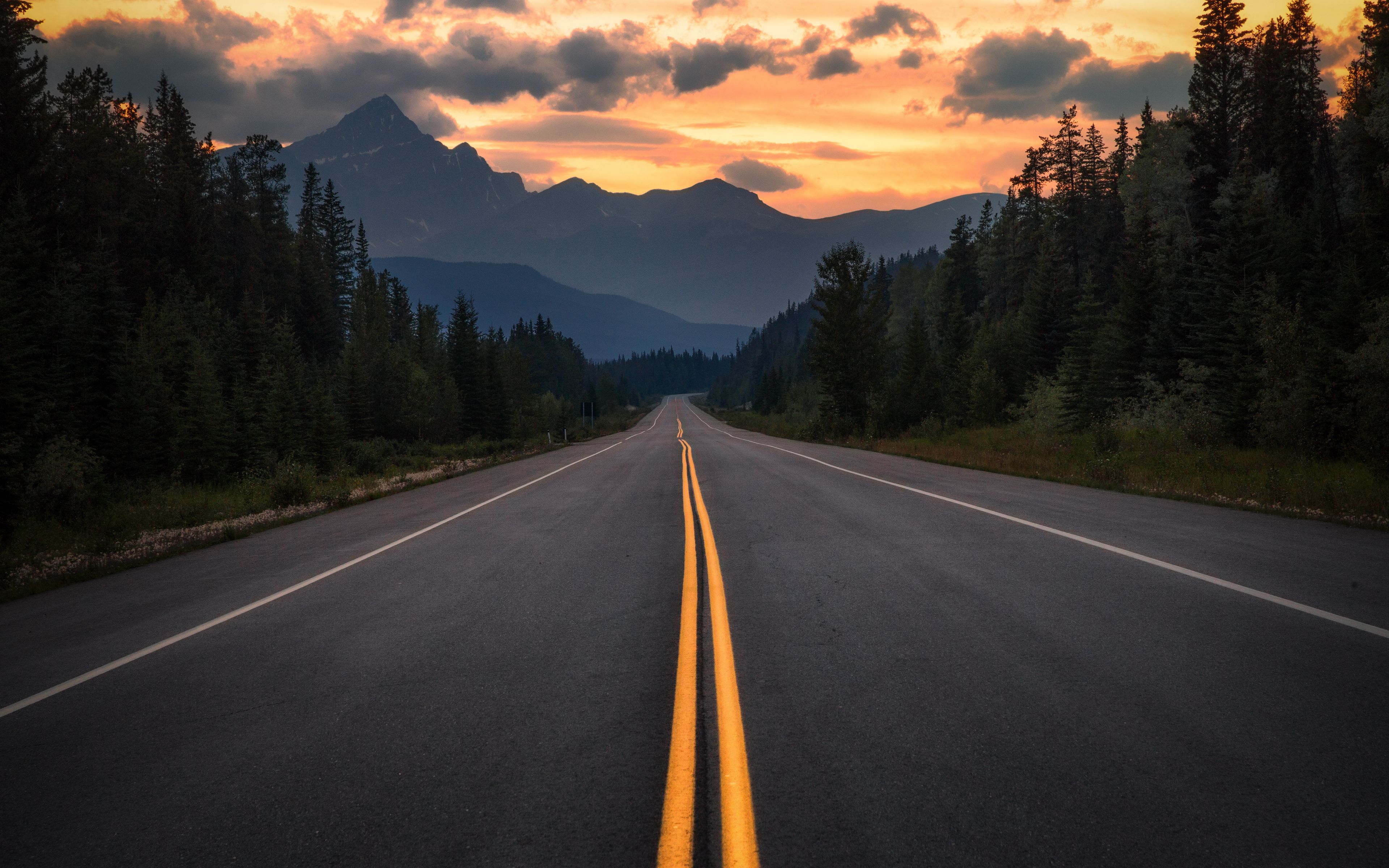 Hd Road View With Sunset Wallpapers