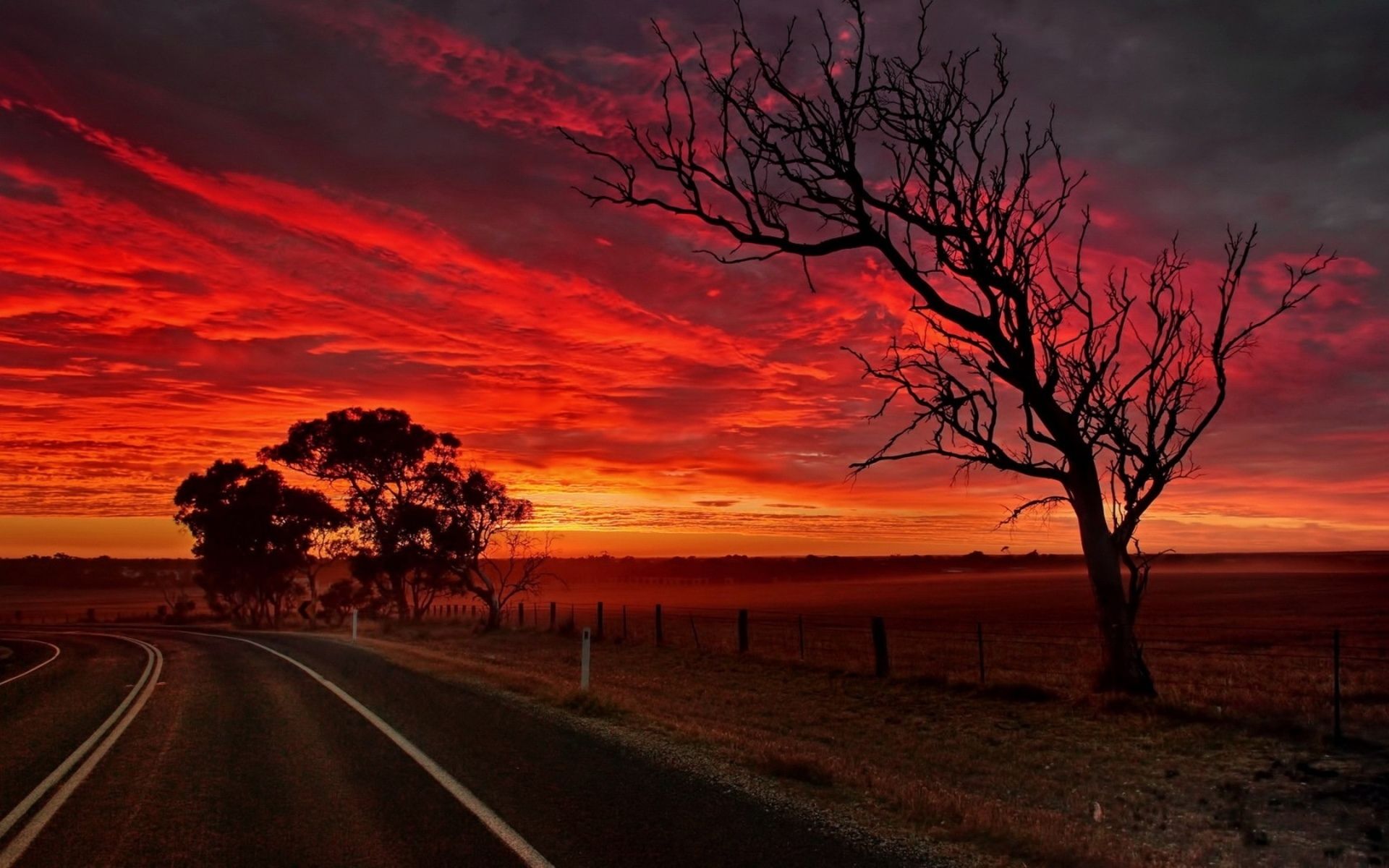 Hd Road View With Sunset Wallpapers