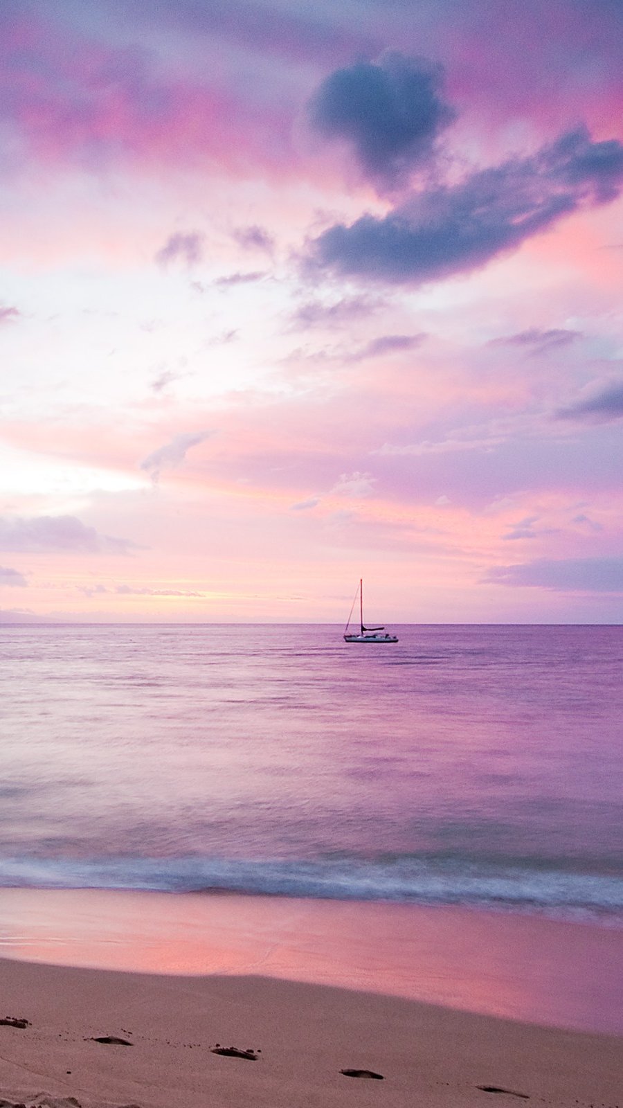 Horizon Pink Sunset Near Sea Wallpapers