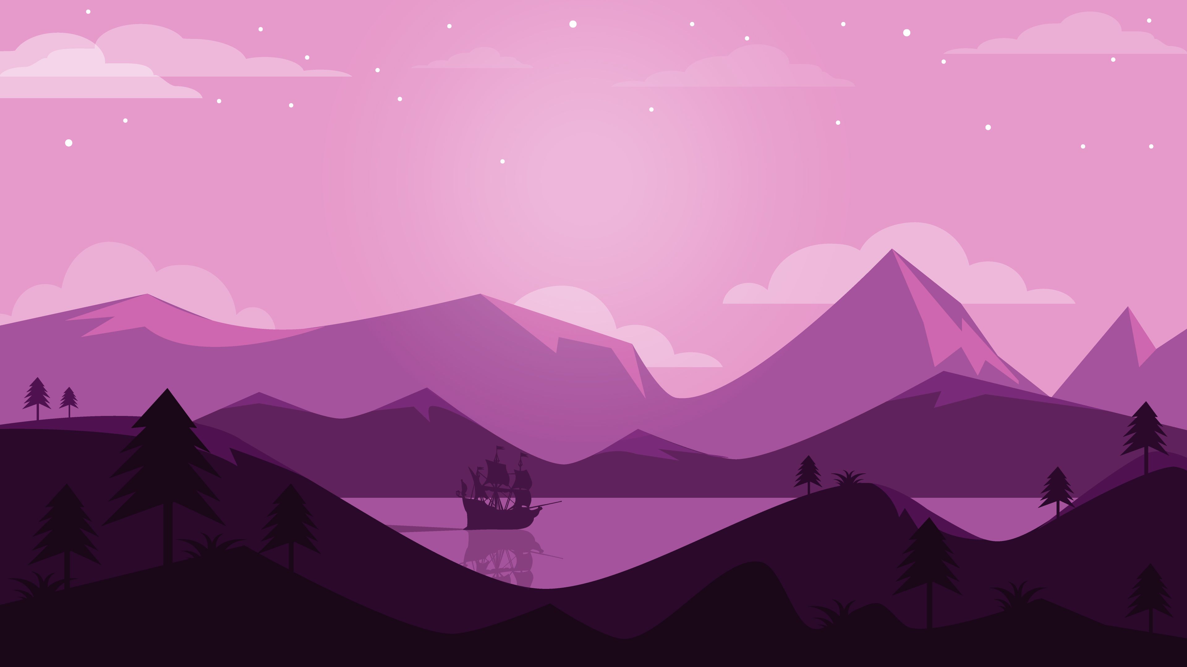 Horizon Purple Gradient Mountains Wallpapers