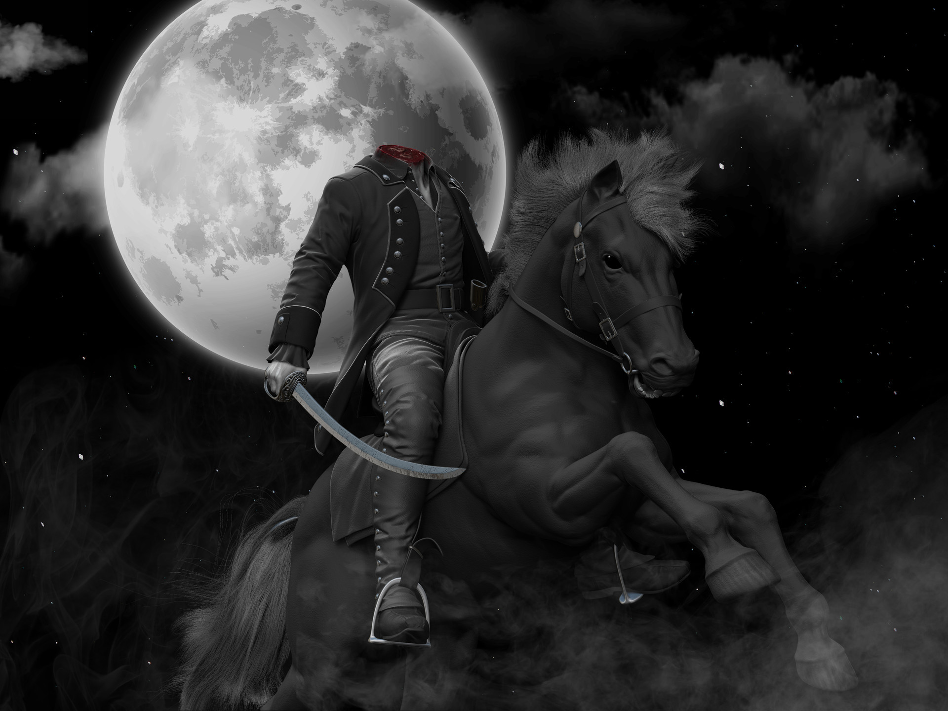 Horseman In Forest Dark Night Wallpapers