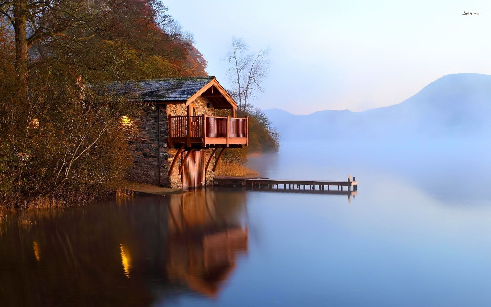 House Reflected In The Lake Wallpapers