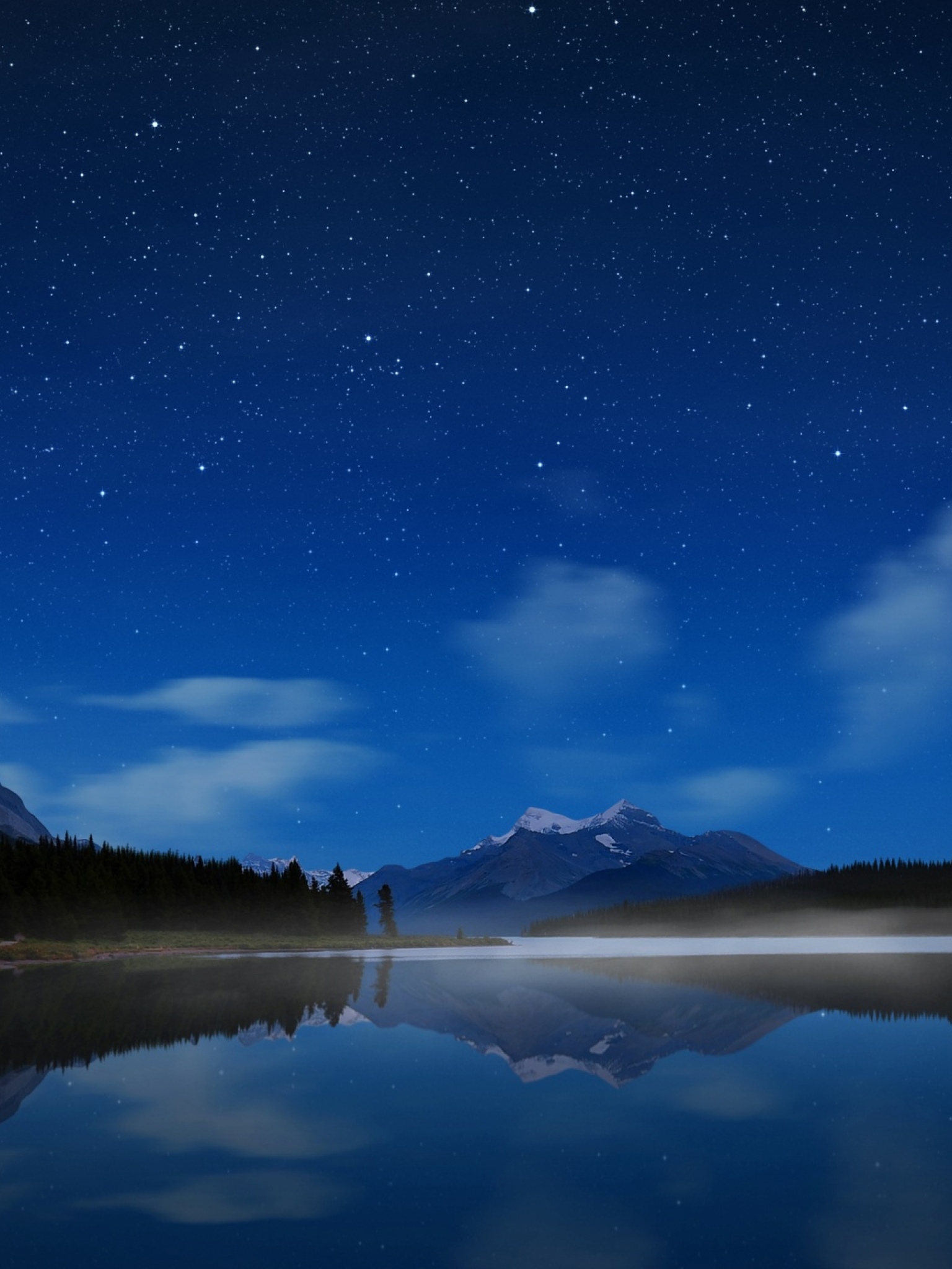 Houses At Lake Water Starry Night Wallpapers