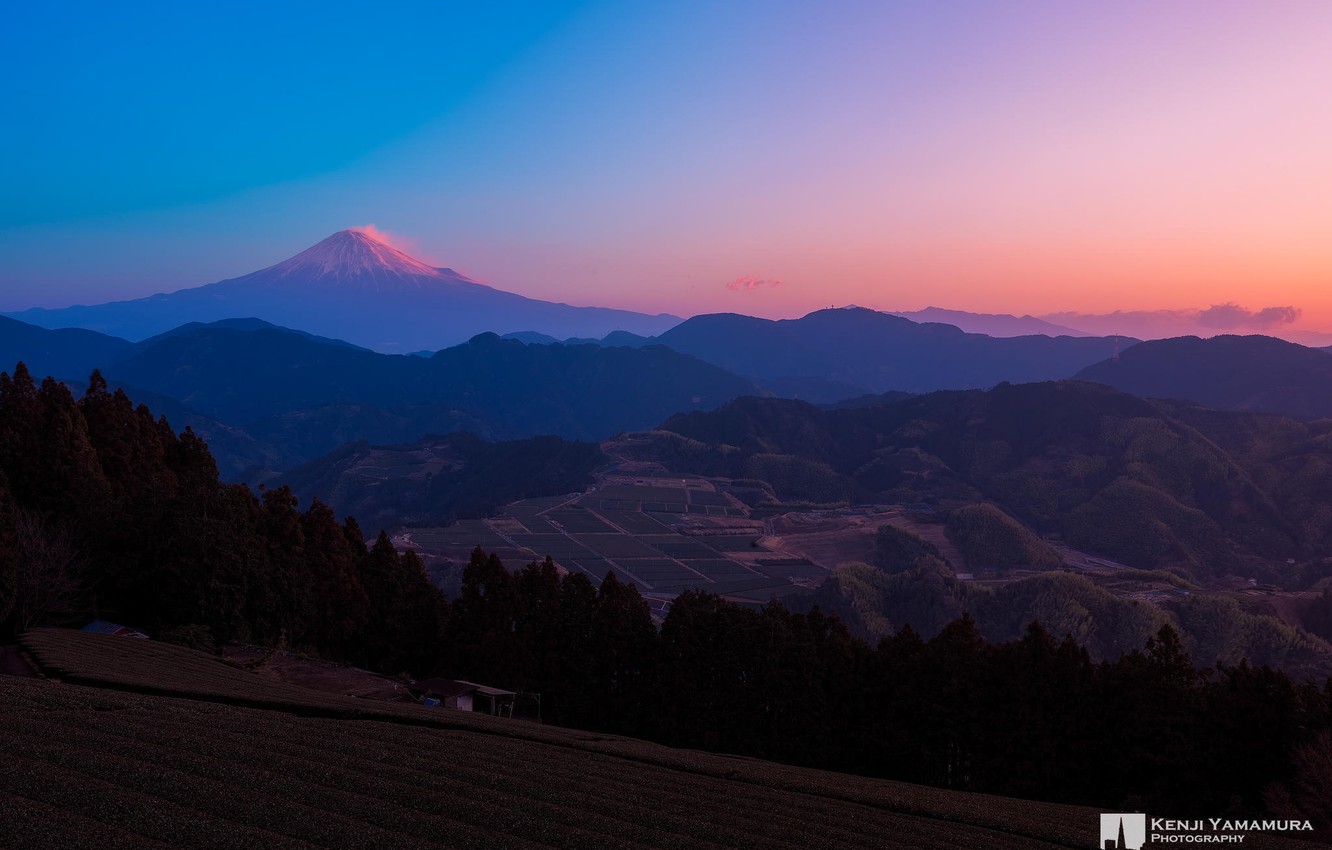 Japan Mountains Lake At Sunset Wallpapers