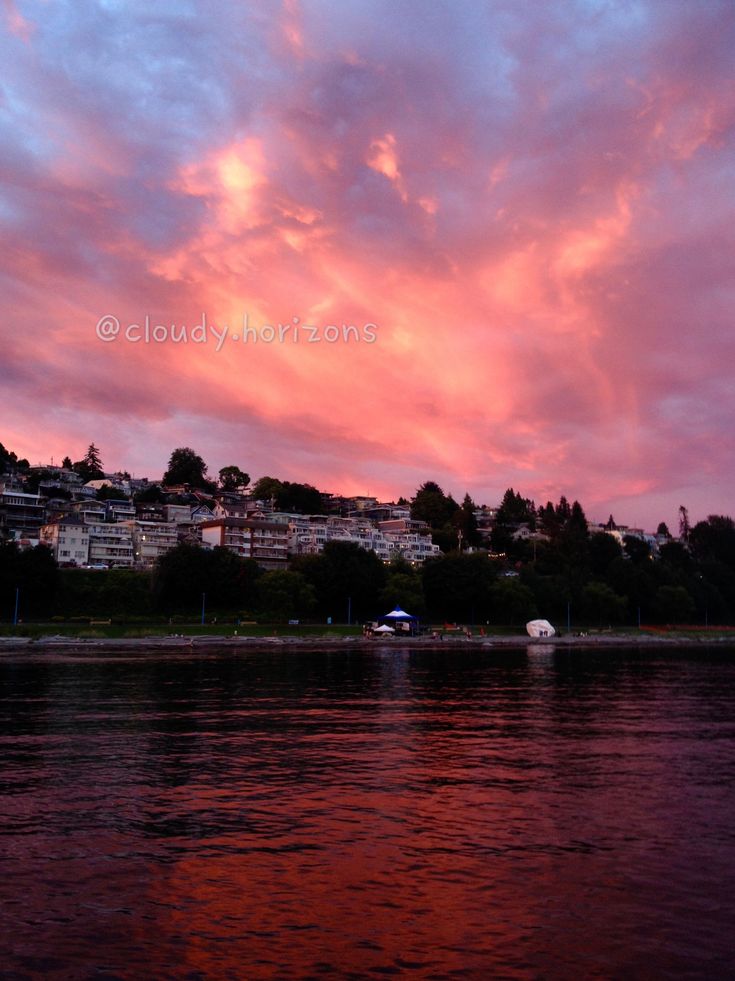 Lake House And Pink Sky Sunset Wallpapers