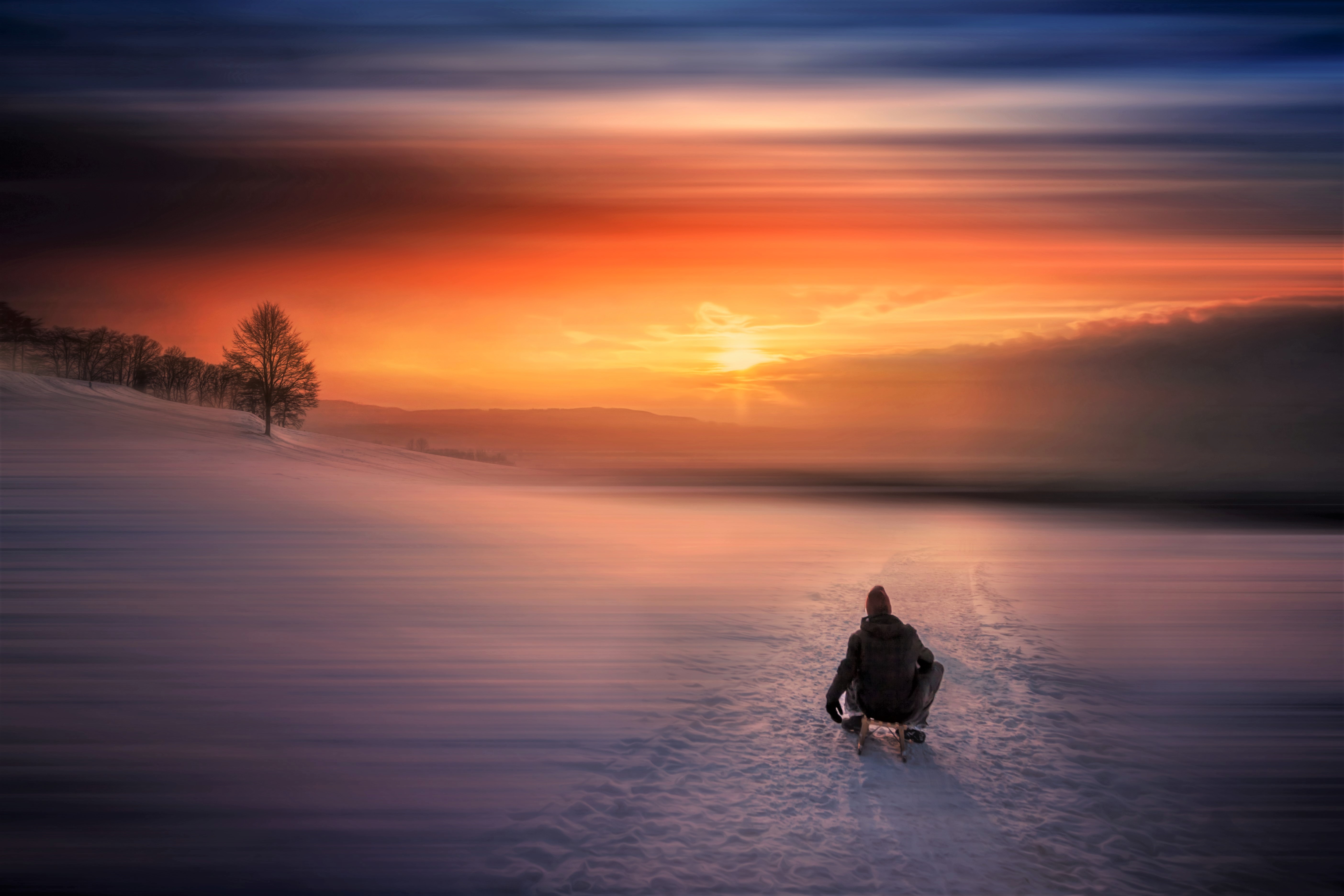 Lake View In Winter Sunset Wallpapers