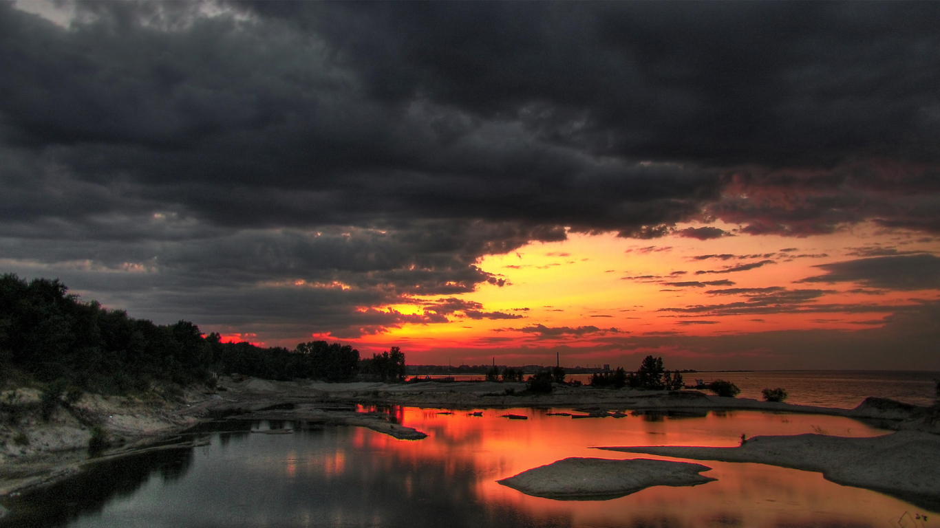 Lake View In Winter Sunset Wallpapers