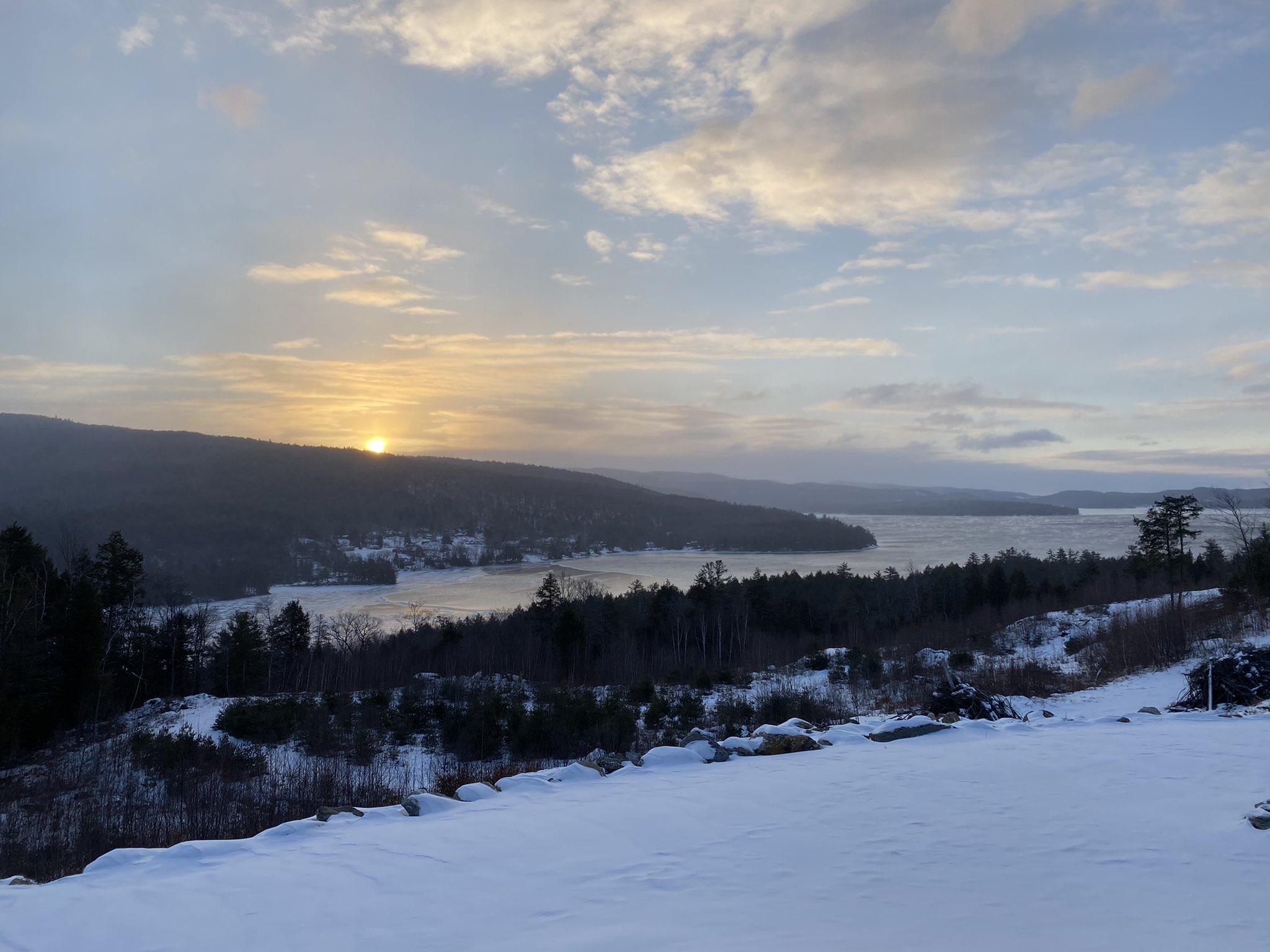 Lake View In Winter Sunset Wallpapers