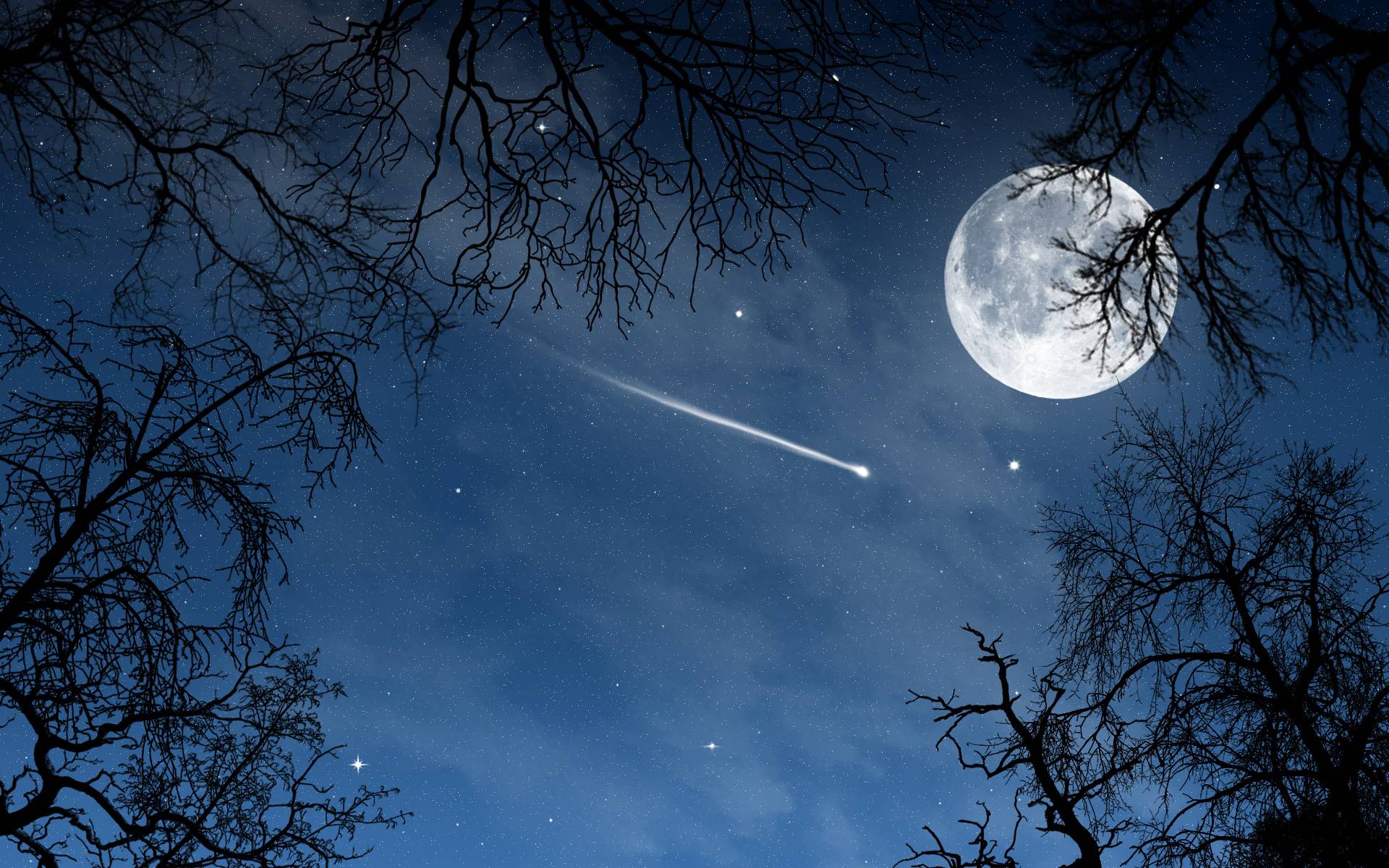 Landscape Night Moon Stars Wallpapers