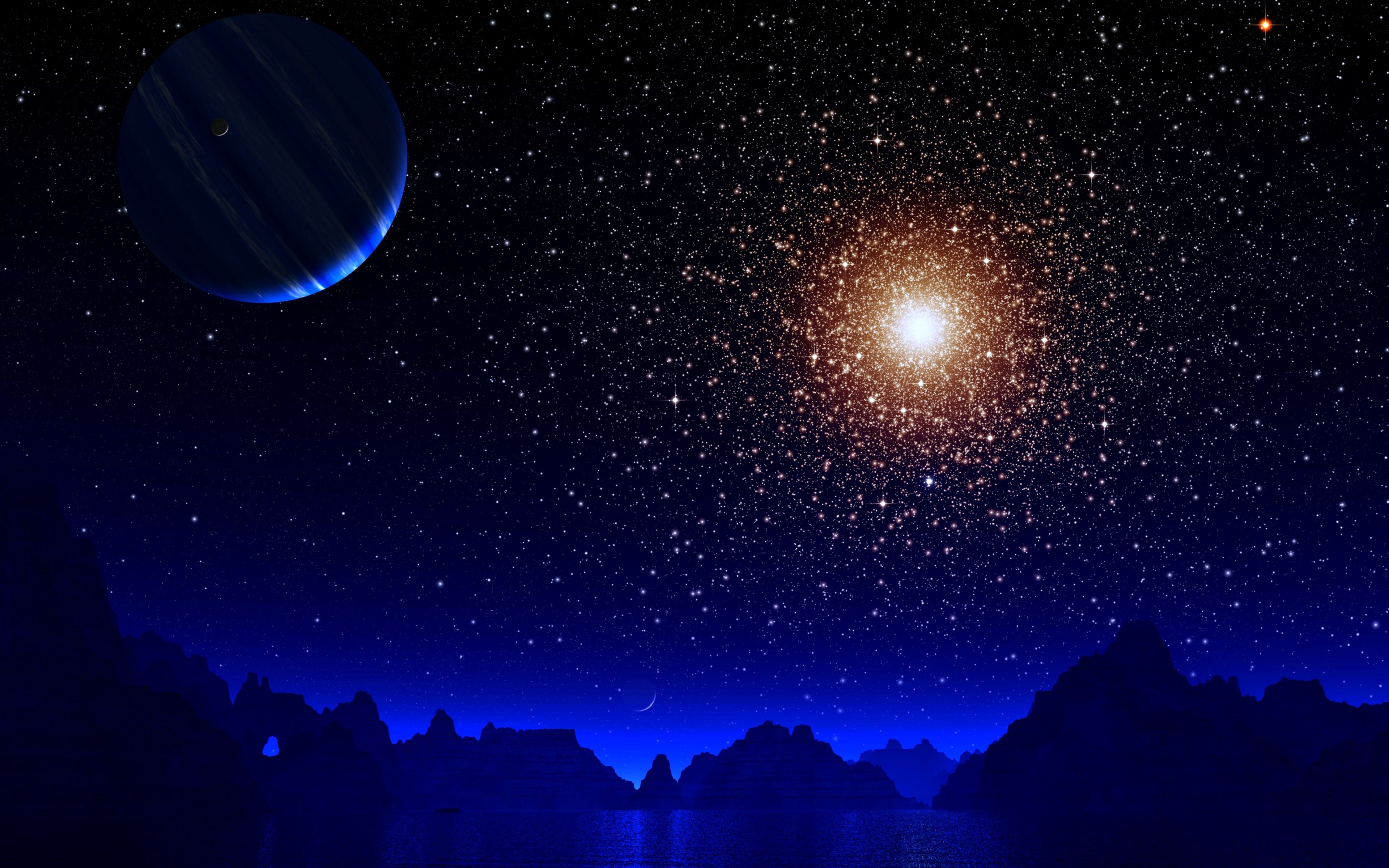 Landscape Night Moon Stars Wallpapers